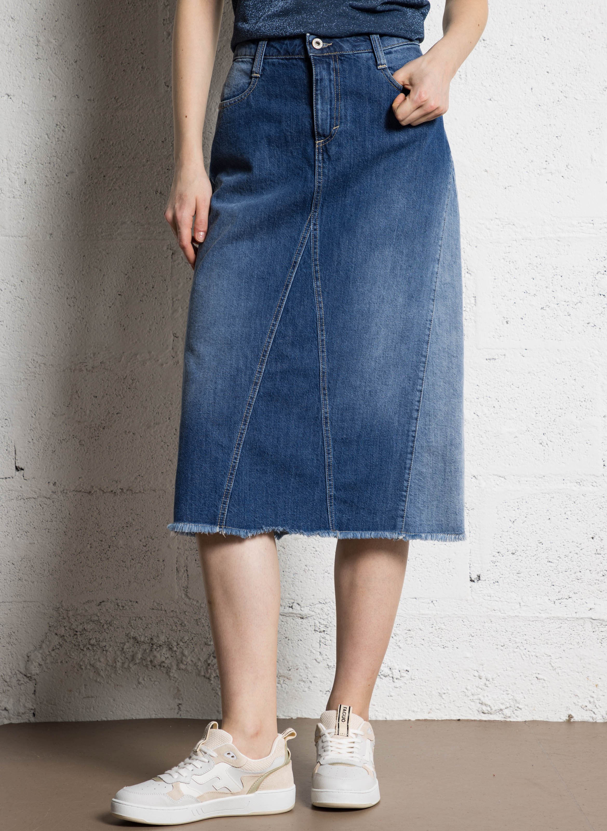 Flared cotton midi skirt PLEASE Blue
