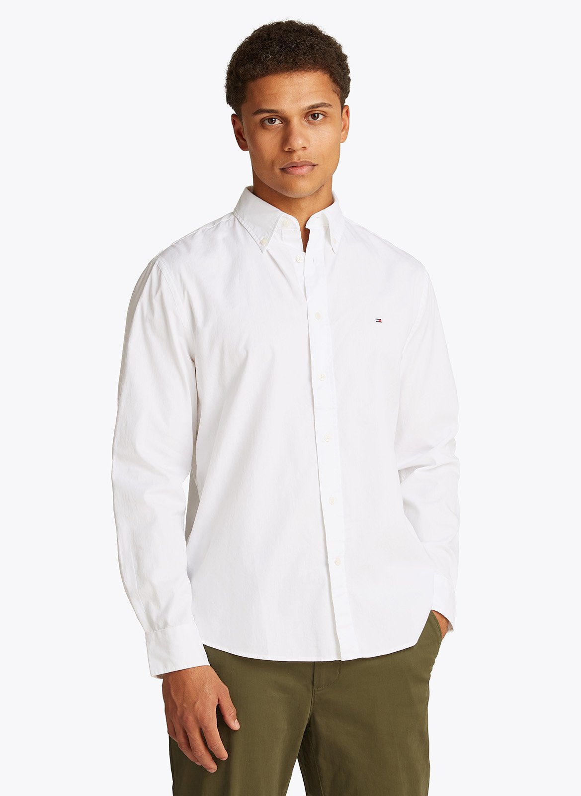 Straight buttoned cotton shirt TOMMY HILFIGER White