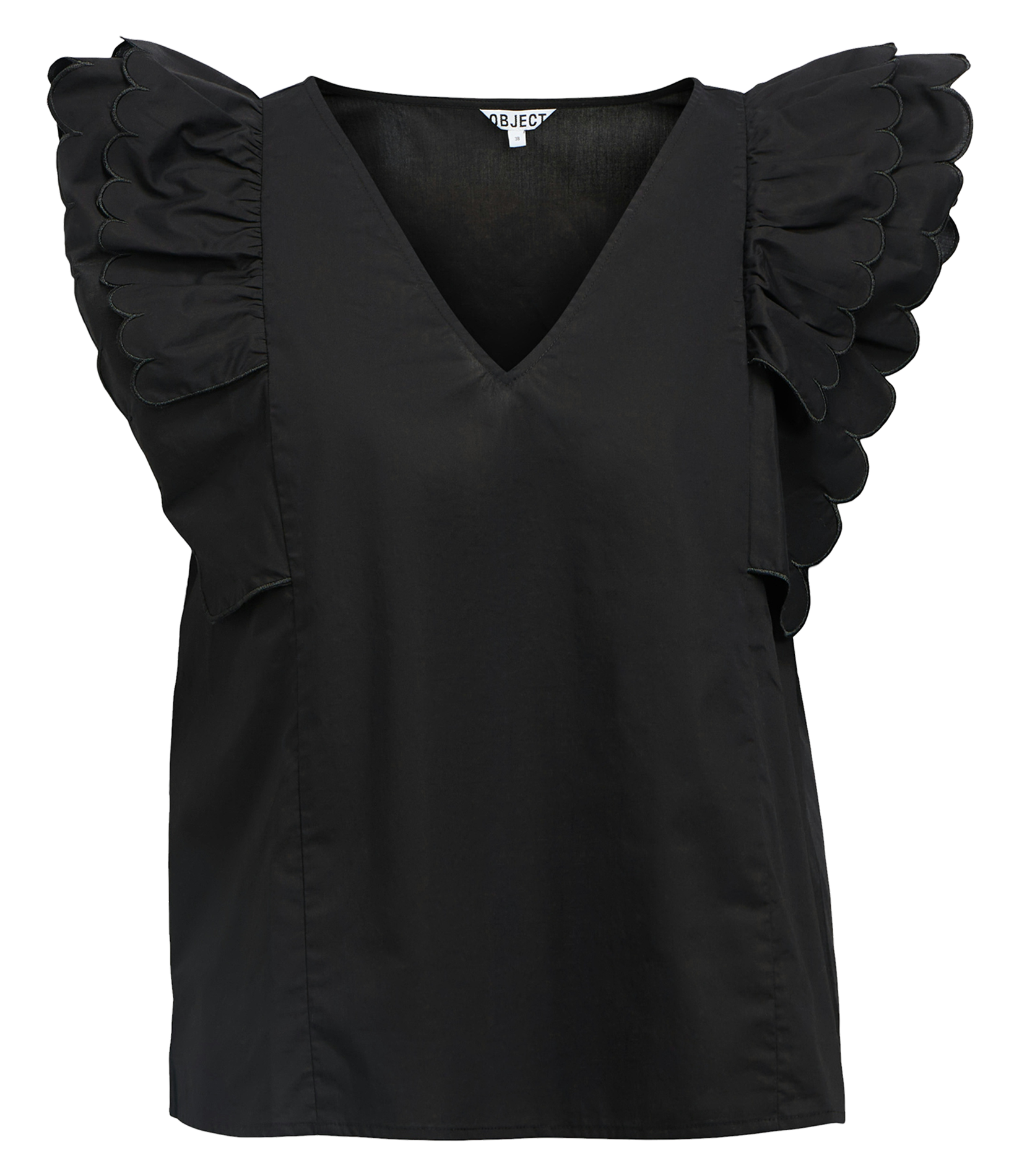 Sleeveless top with ruffles OBJECT Black