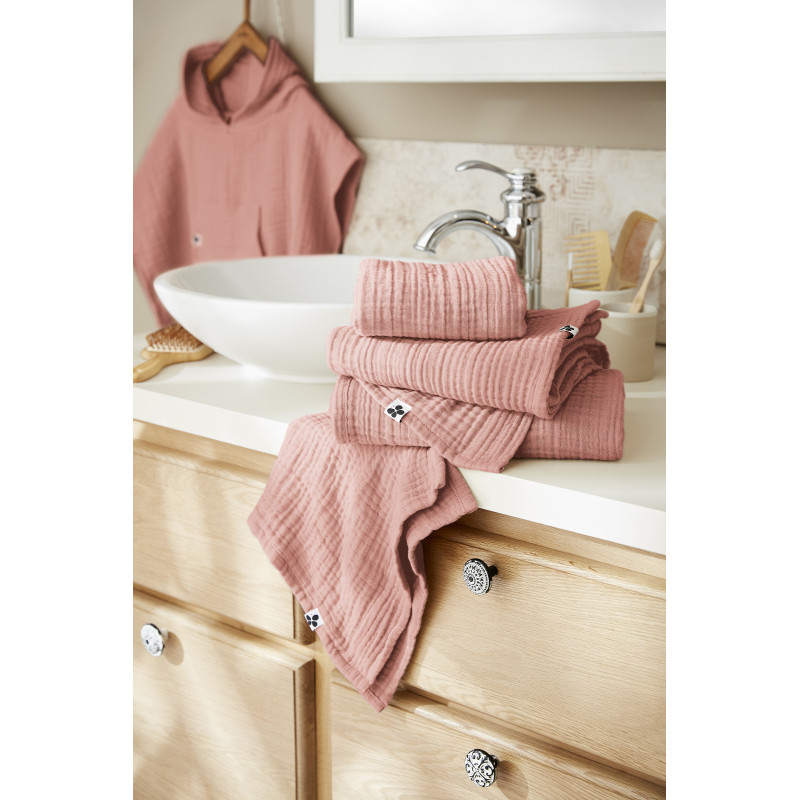 Solid color cotton gauze bath towel L'EFFET PAPILLON Pink