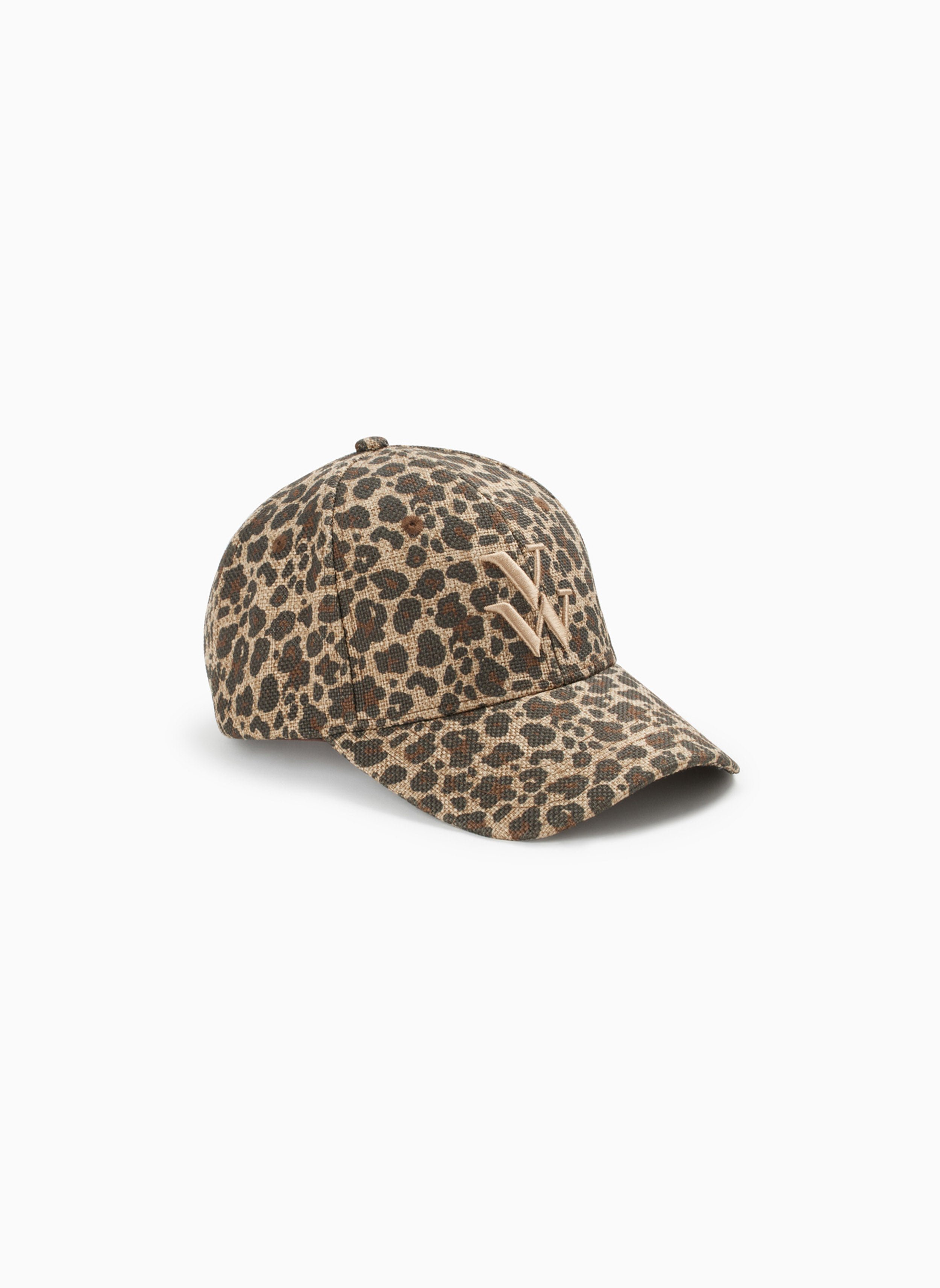 Leopard canvas cap with embroidered logo VANESSA WU