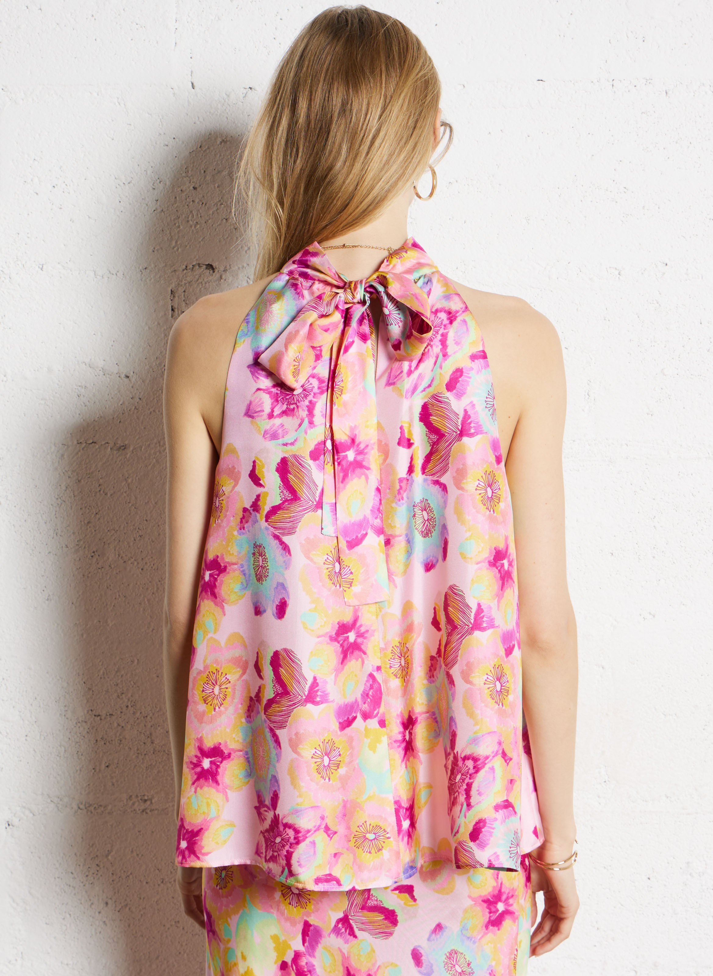 Top mit amerikanischem Ausschnitt aus Seide ELISE CHALMIN Rosa