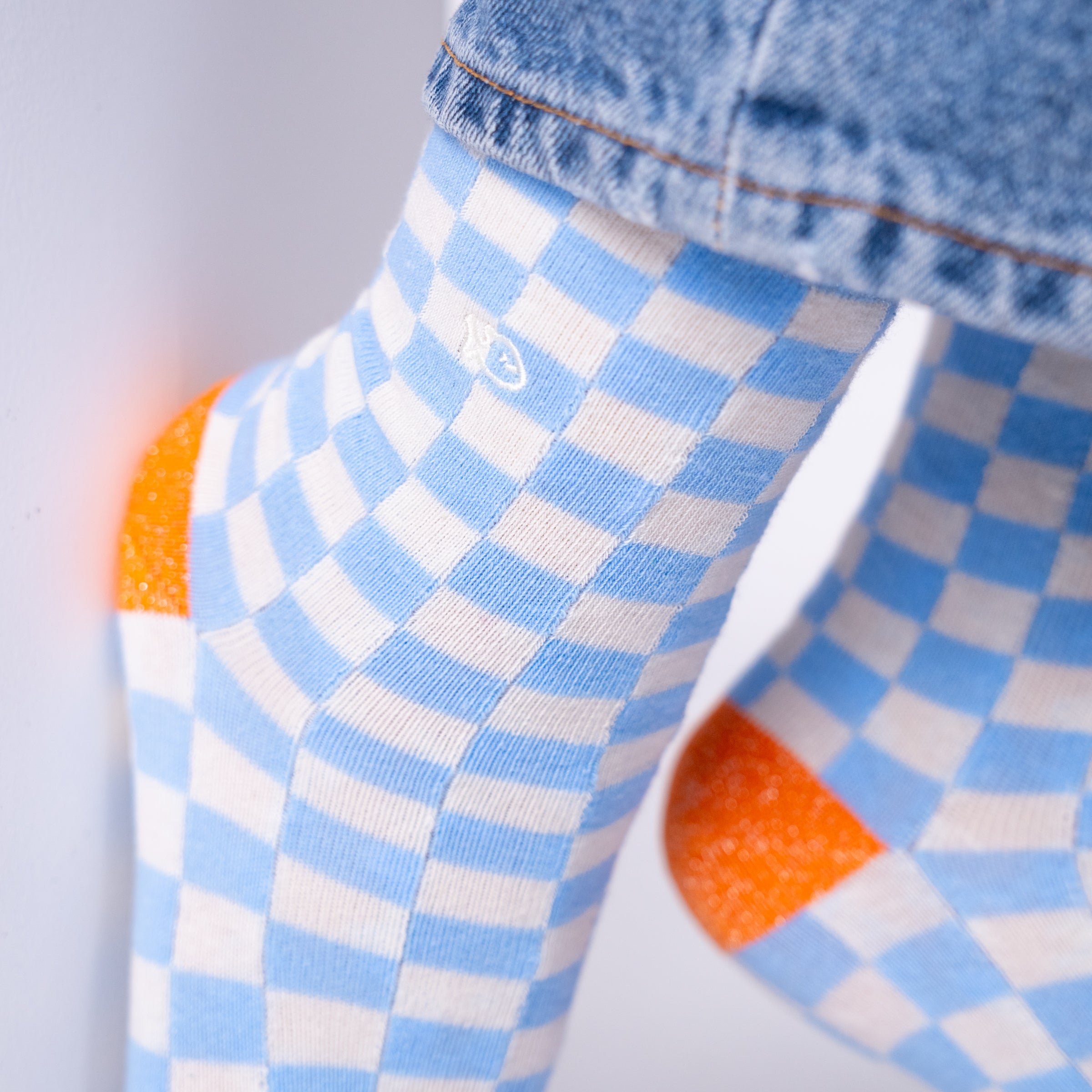 Checked combed cotton socks BILLYBELT Blue