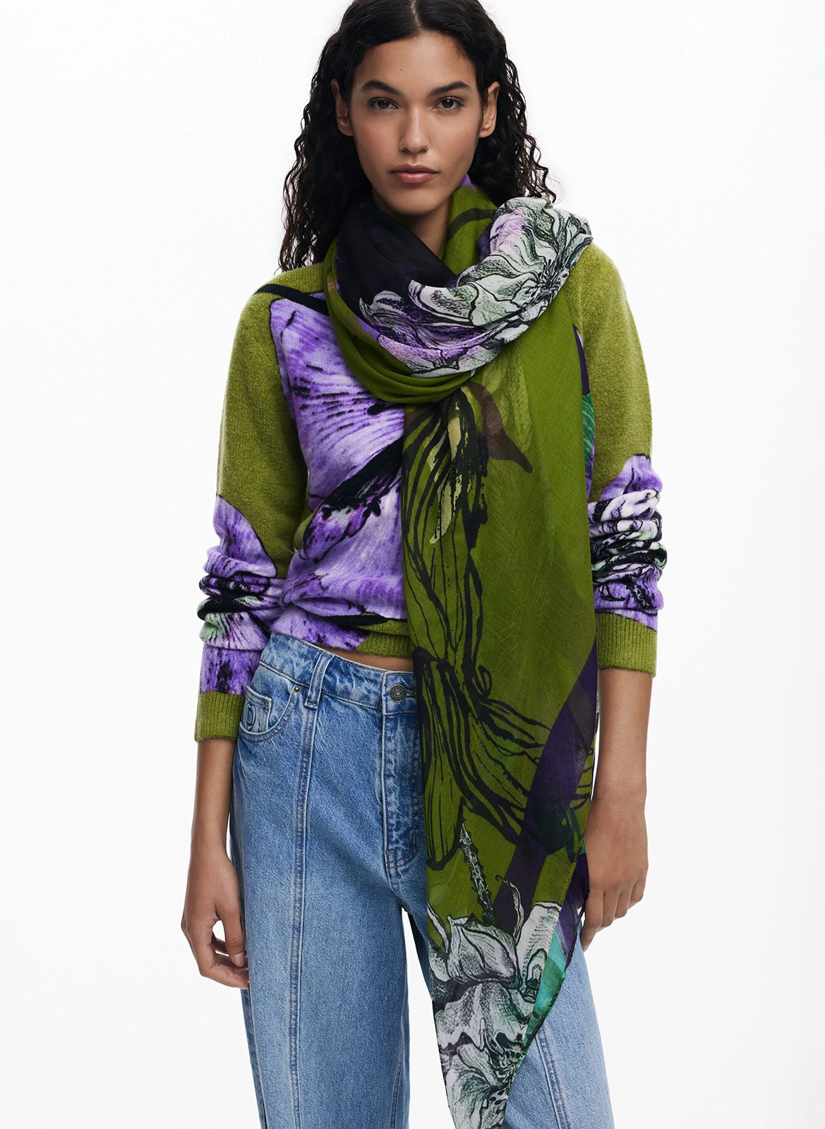 Foulard à imprimé floral DESIGUAL Vert