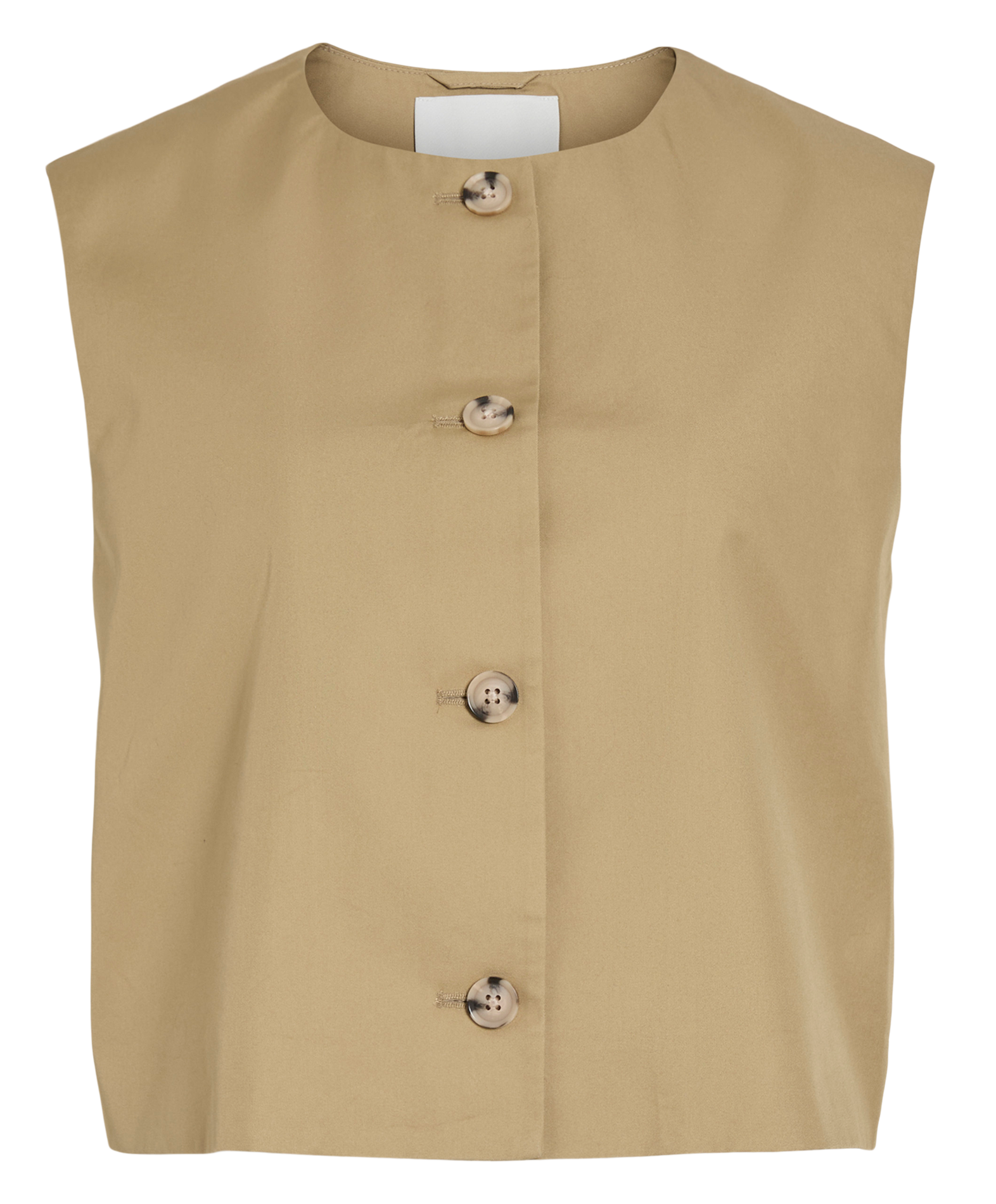 Top col rond en coton mélangé ROUGE EDIT Beige