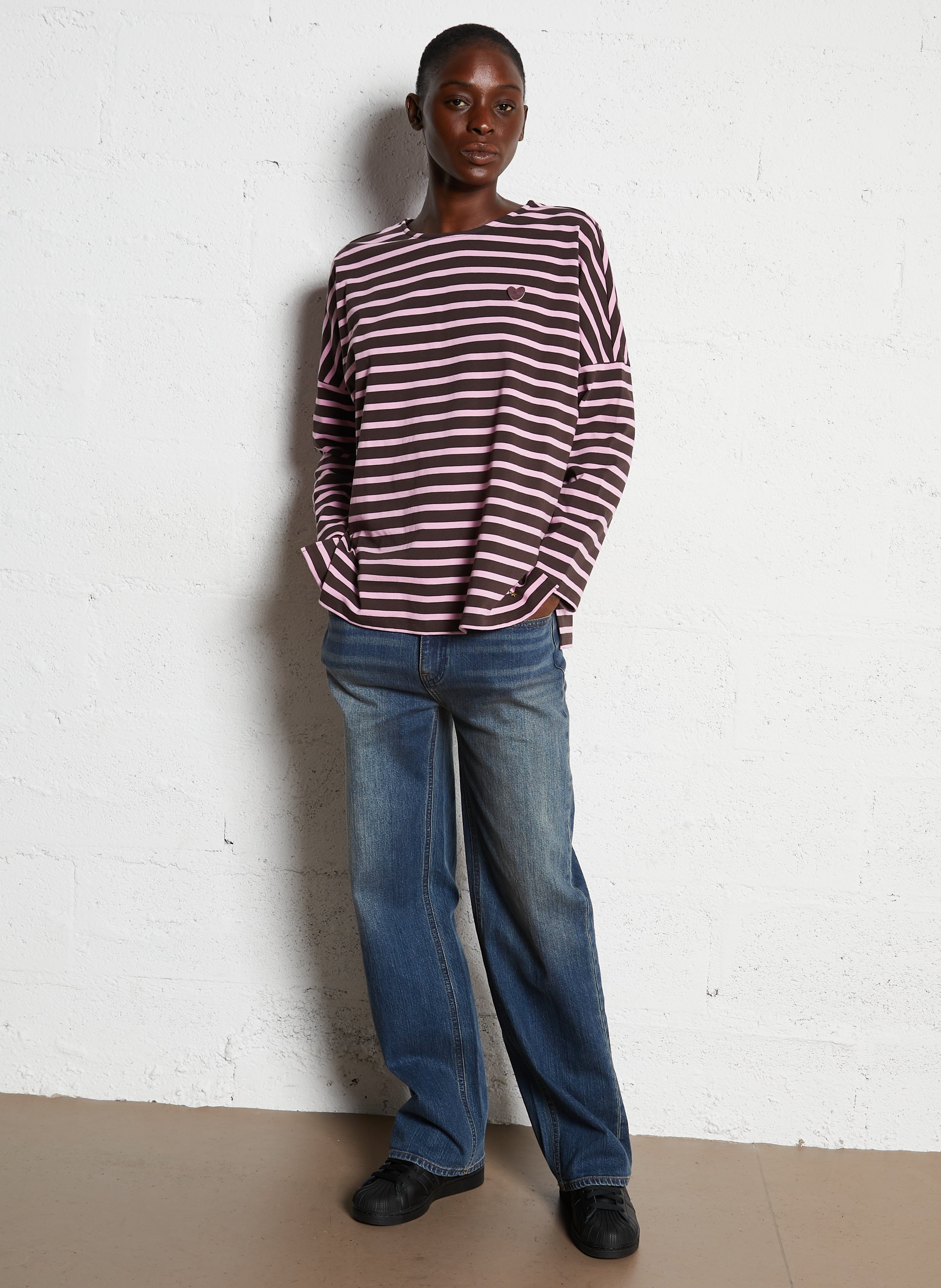 Baskets basses en cuir ADIDAS Noir