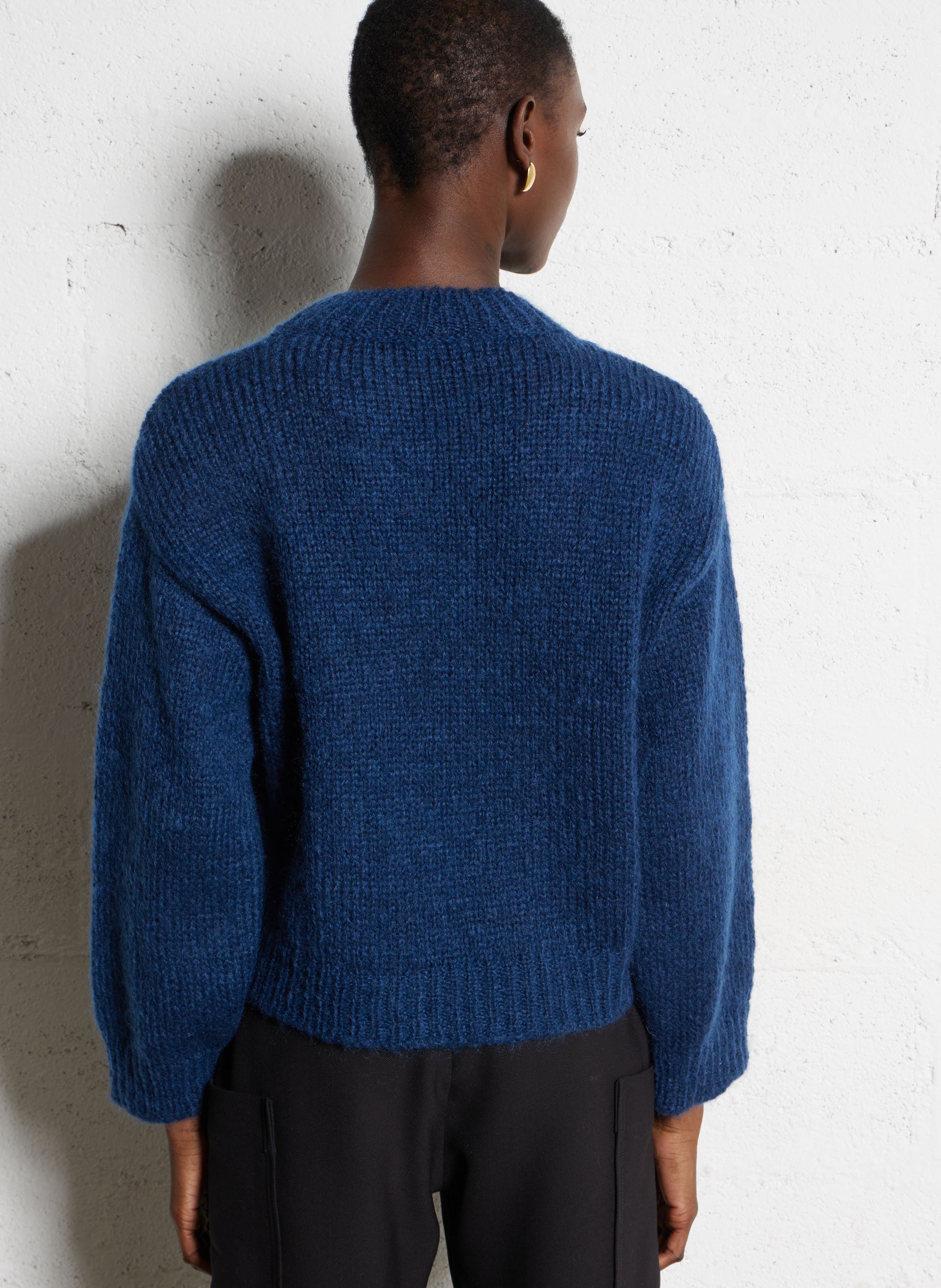 Pull ample col rond en kid mohair mélangé MASSCOB Bleu