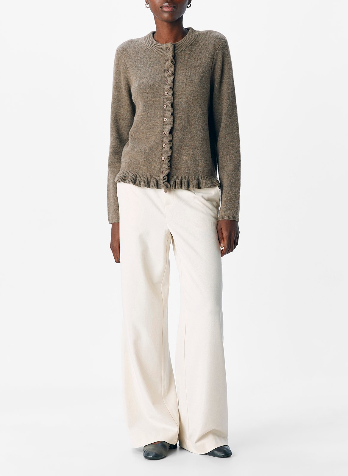 Round-neck cardigan OBJECT Brown