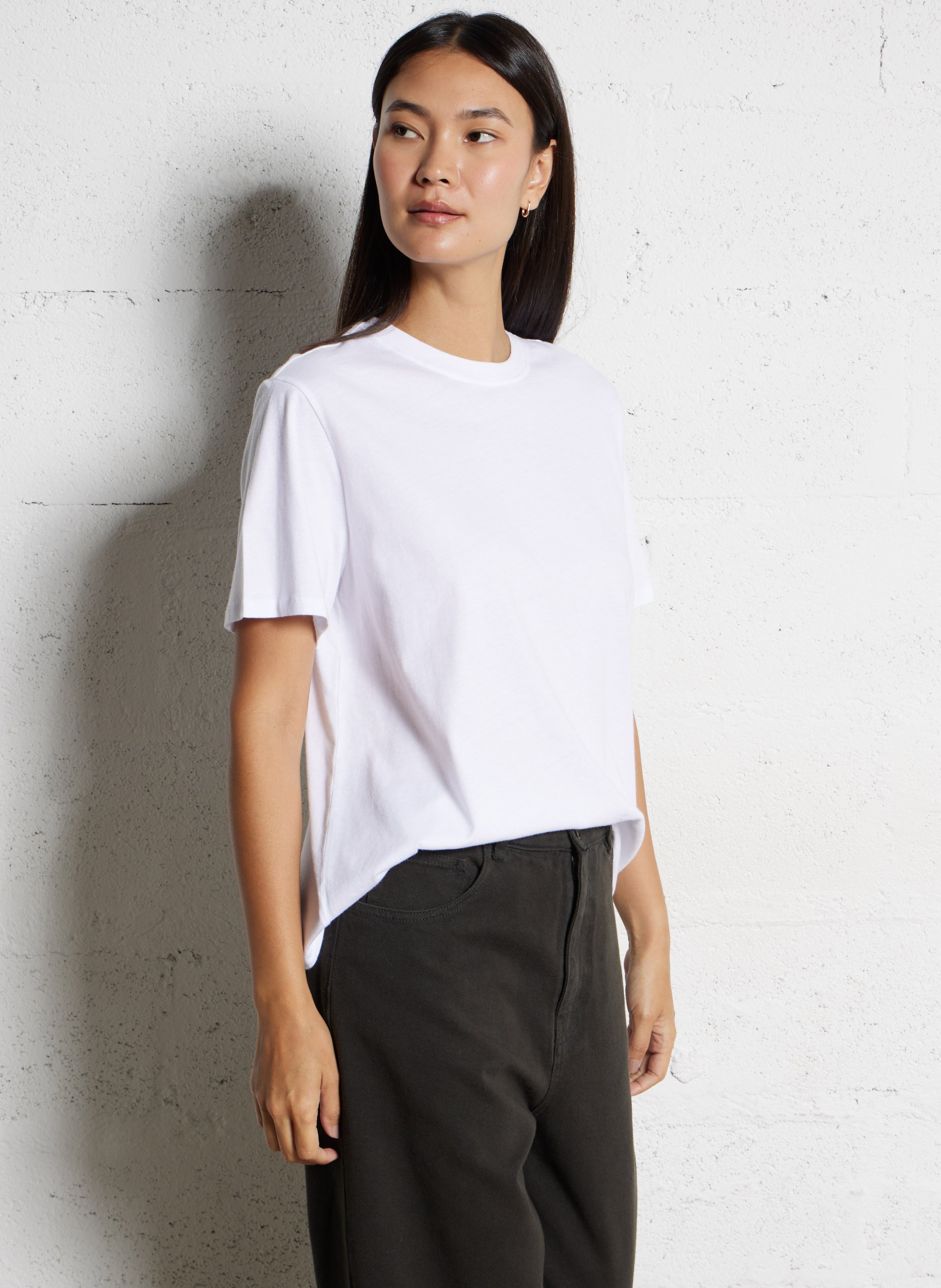 Tee-shirt col rond en coton bio MAJESTIC FILATURES Blanc