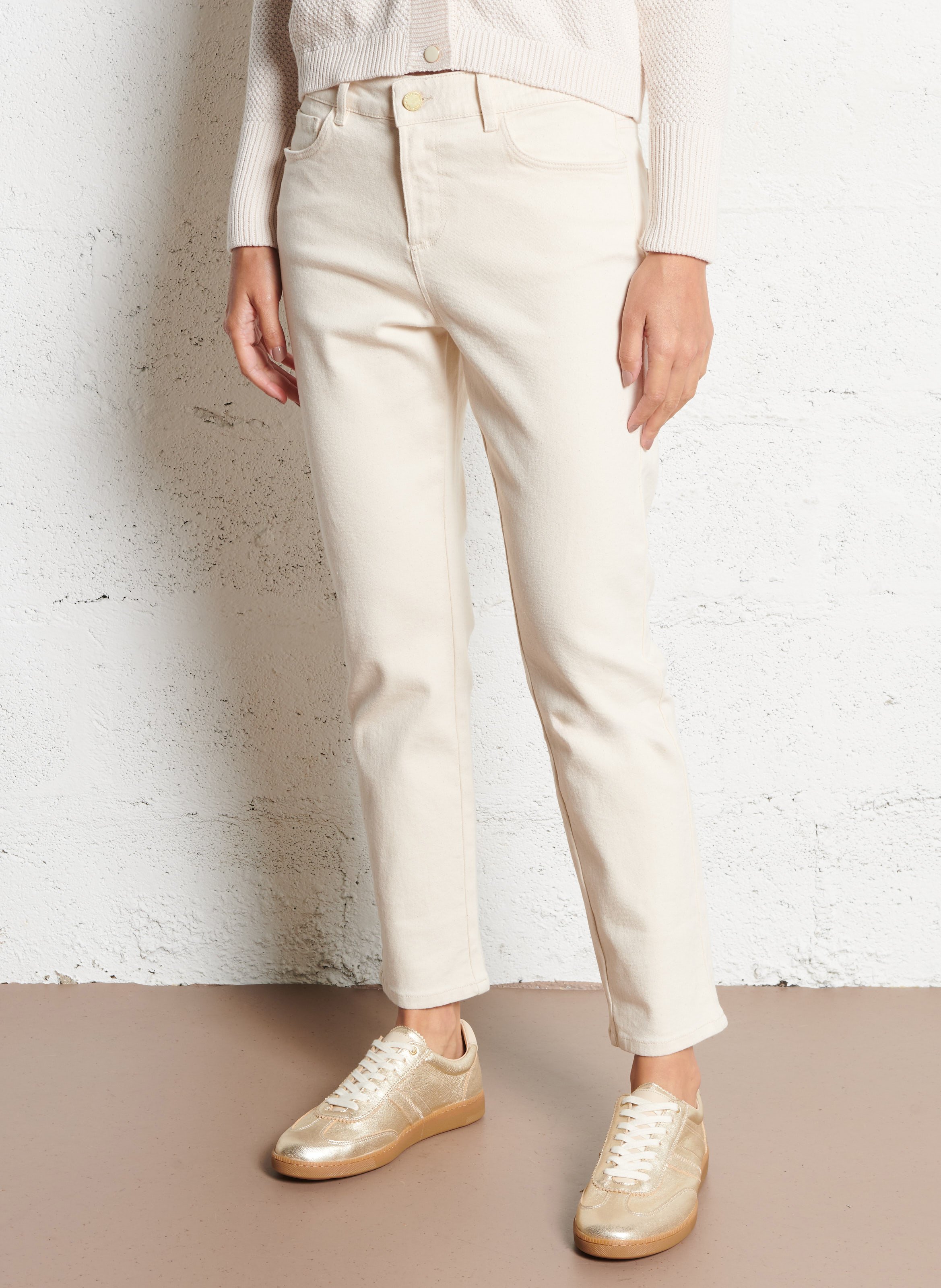 Jean droit en coton mélangé I CODE Blanc