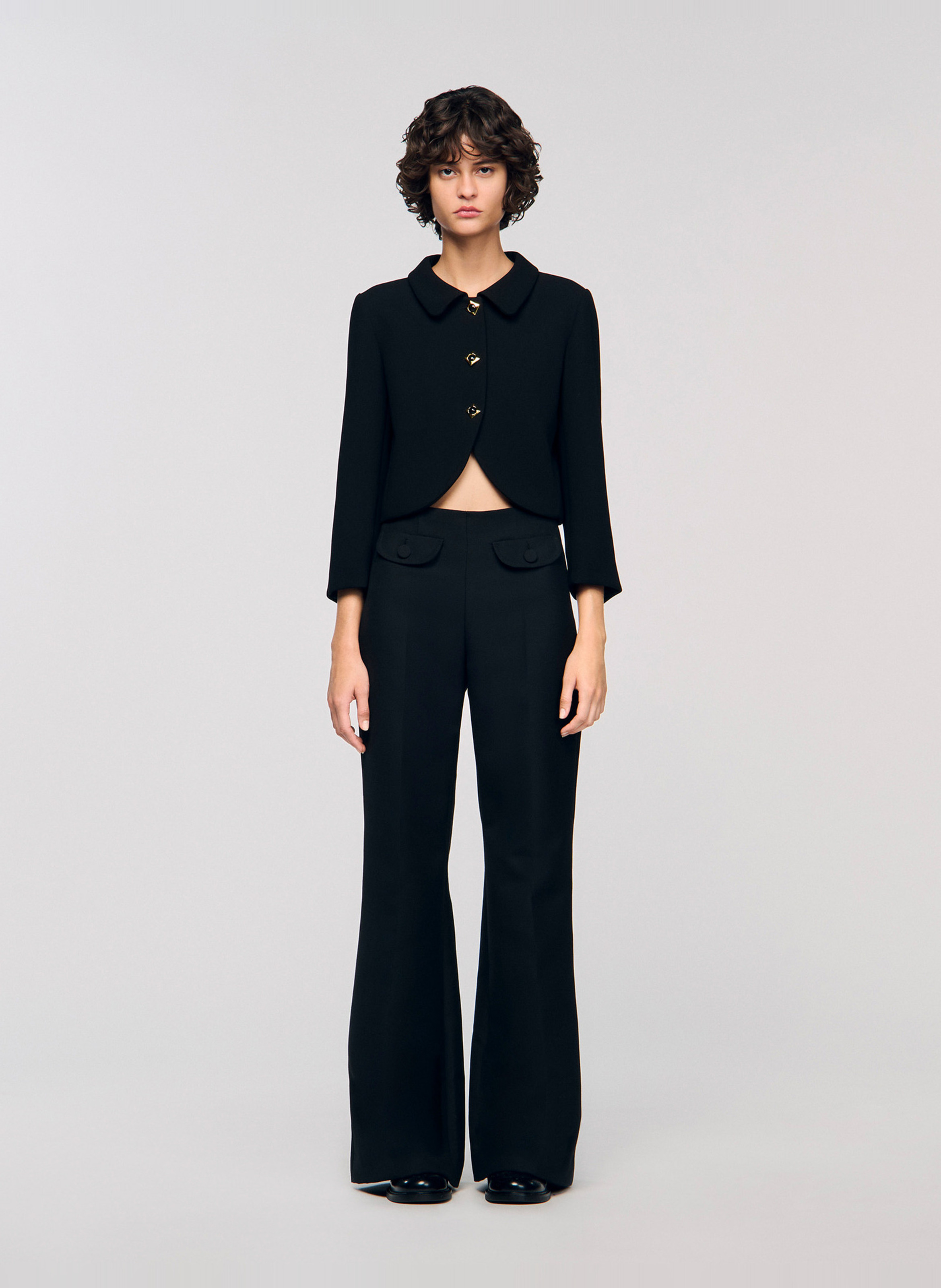 High-waisted flared pants SANDRO Black