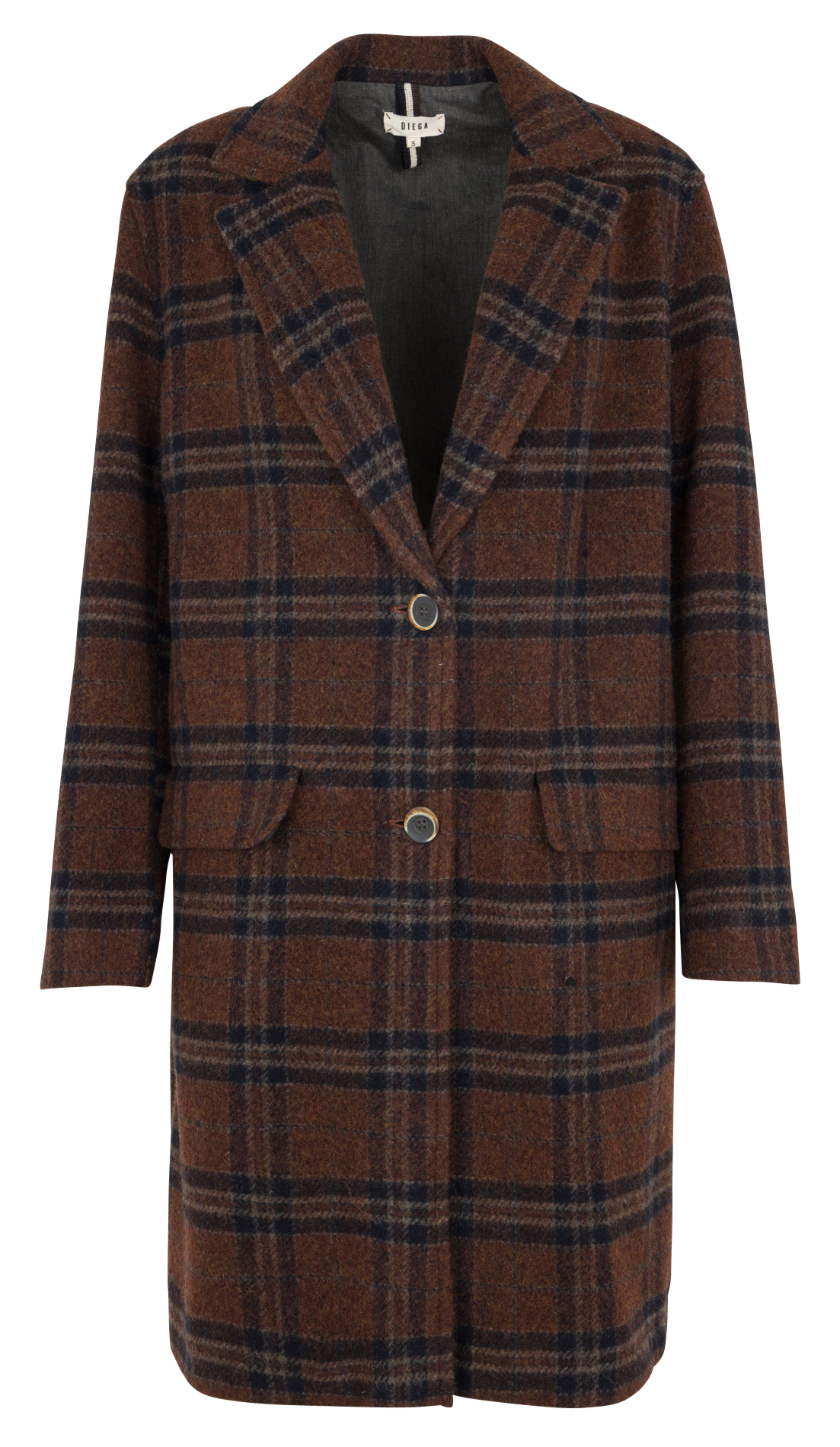 Manteau long col tailleur à carreaux en laine mélangée DIEGA Rouge