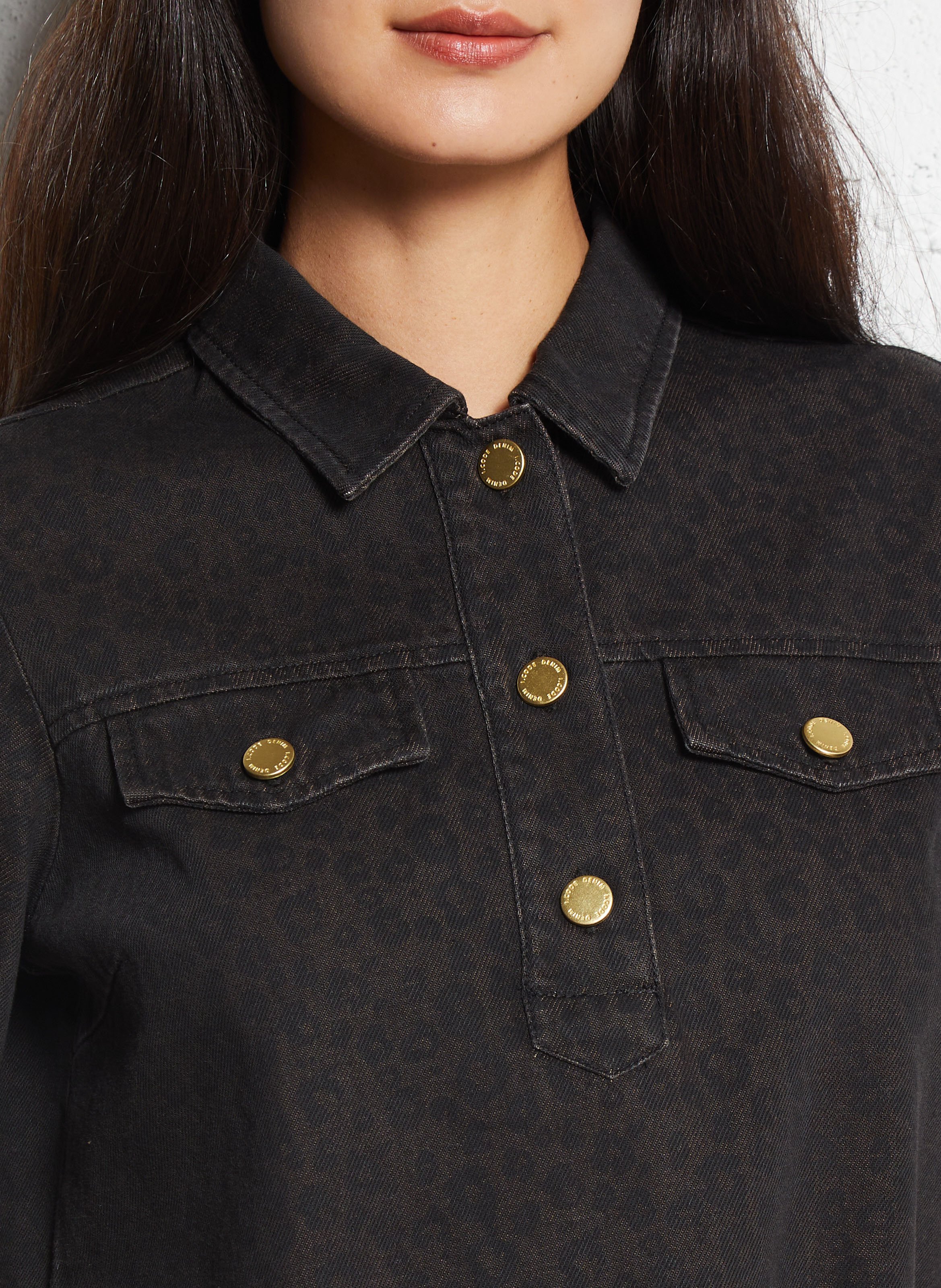 Robe évasée col classique motif léopard en coton I CODE Marron