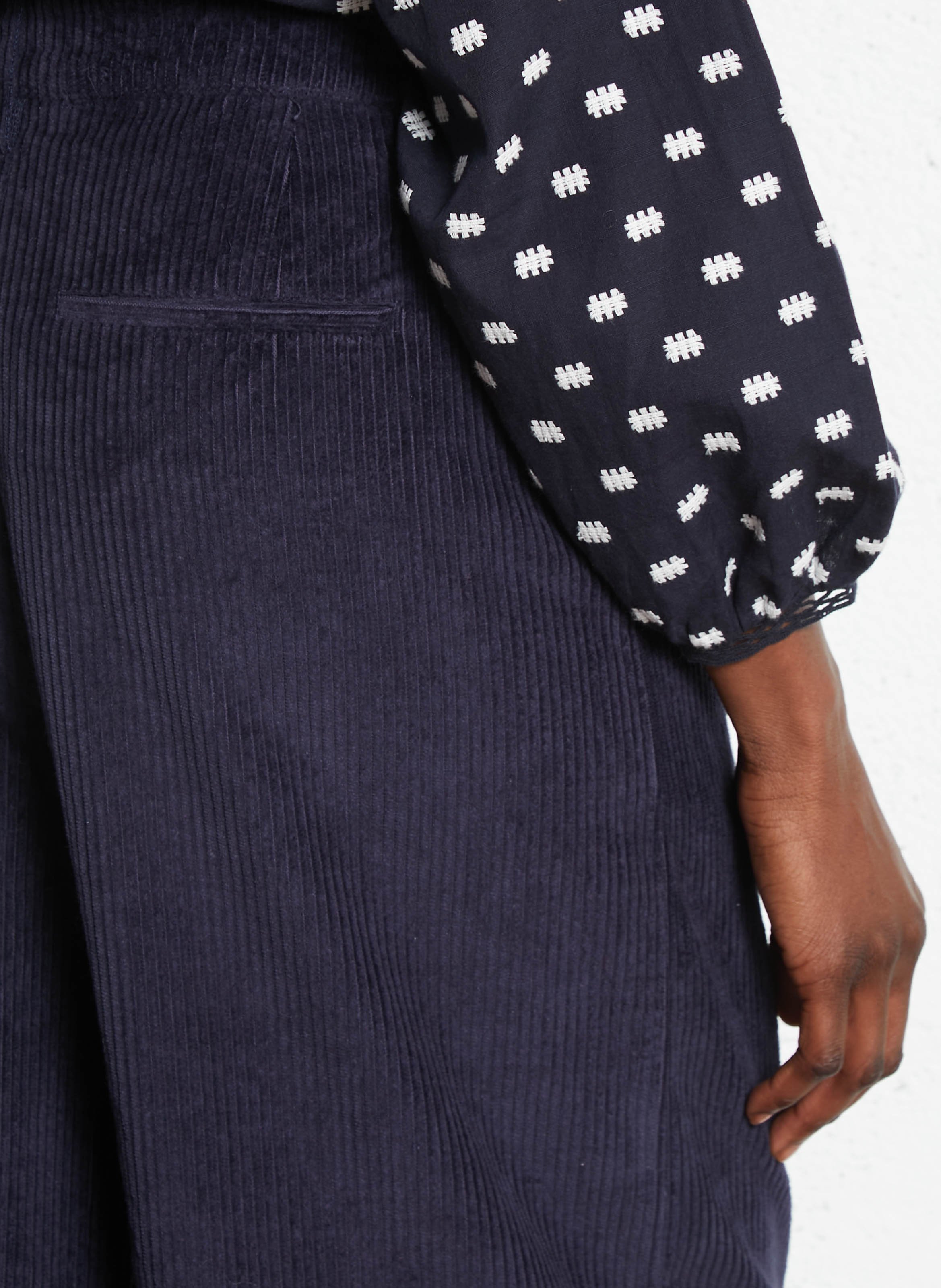 Wide-leg cotton-blend corduroy pants PETITE MENDIGOTE Blue