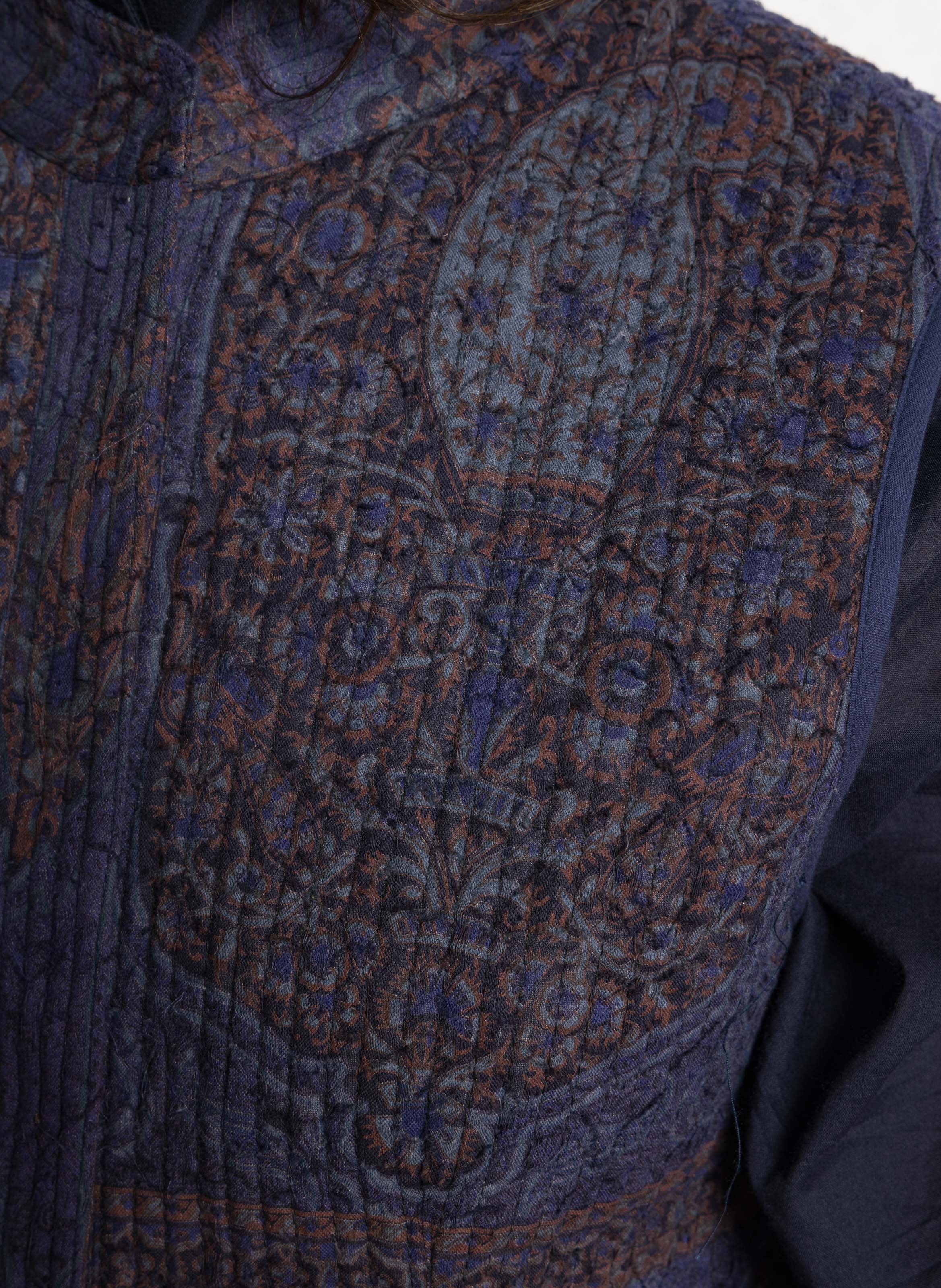 Gerader Rundhalsausschnitt aus bedruckter Baumwolle ANTIK BATIK Blau