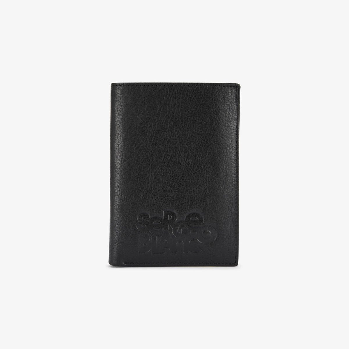 Vertical leather wallet with embossed logo SERGE BLANCO Black