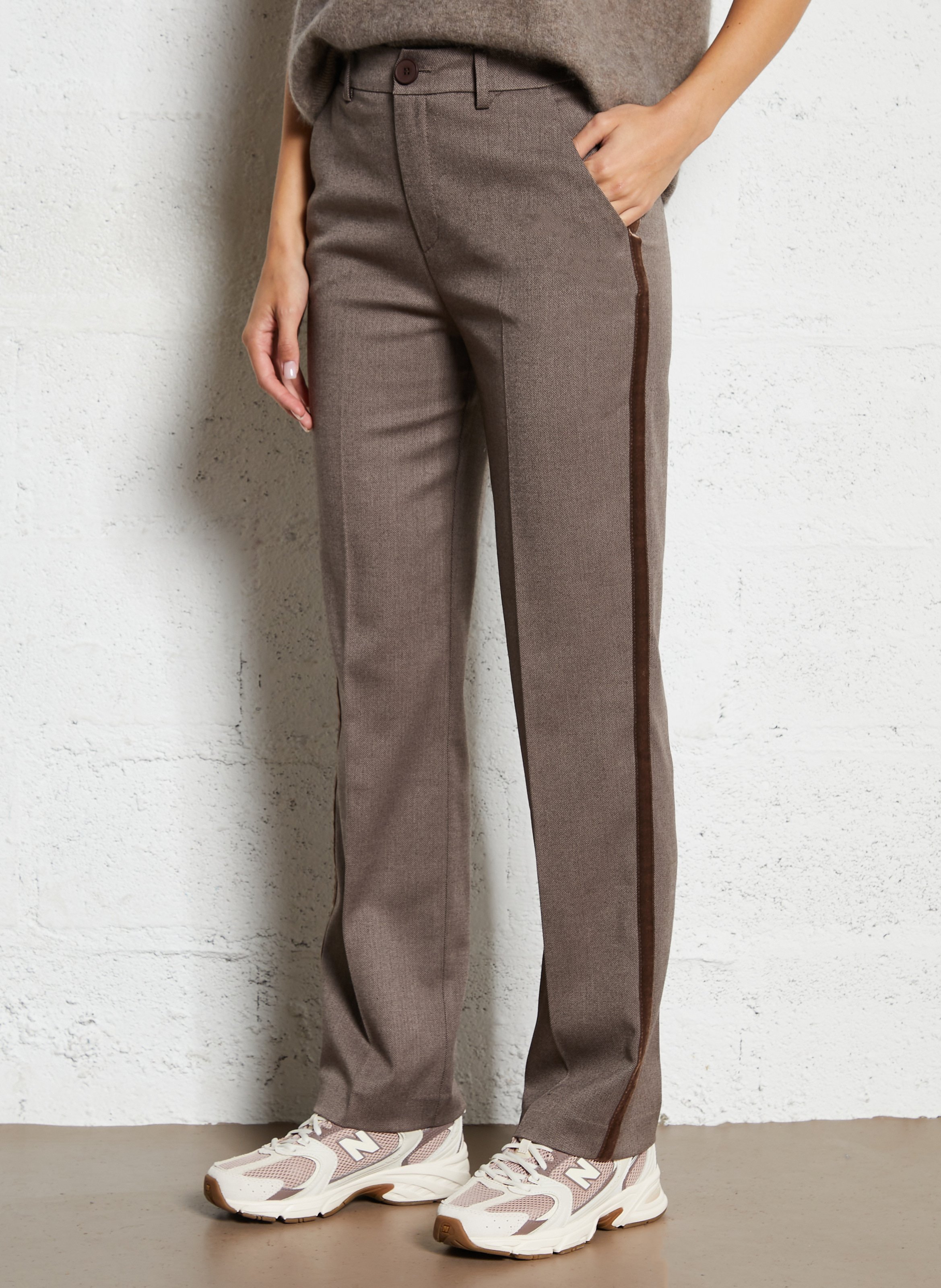 Norton printed straight trousers SUD EXPRESS Brown