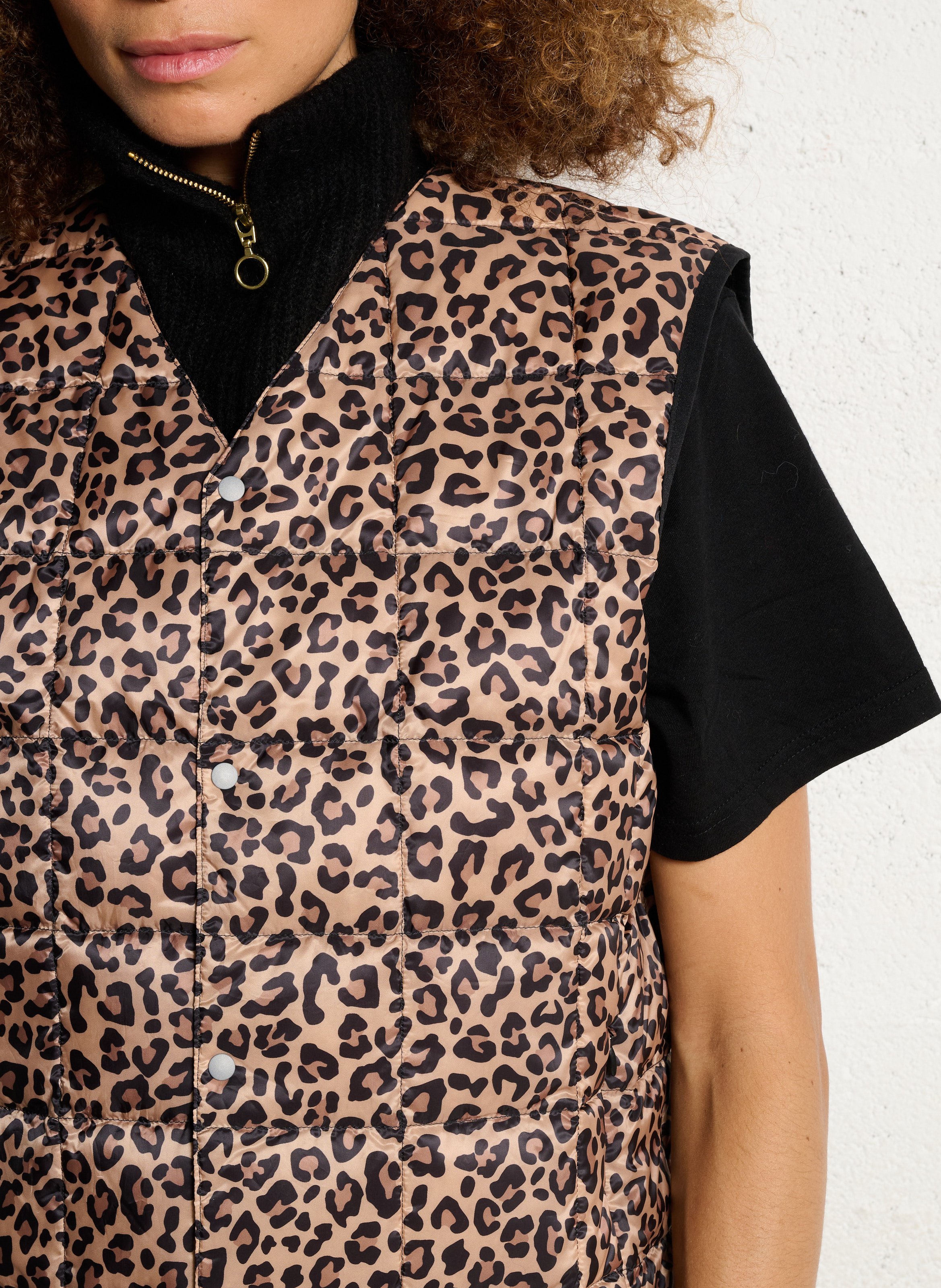 Veste sans manches léopard TAION Vert