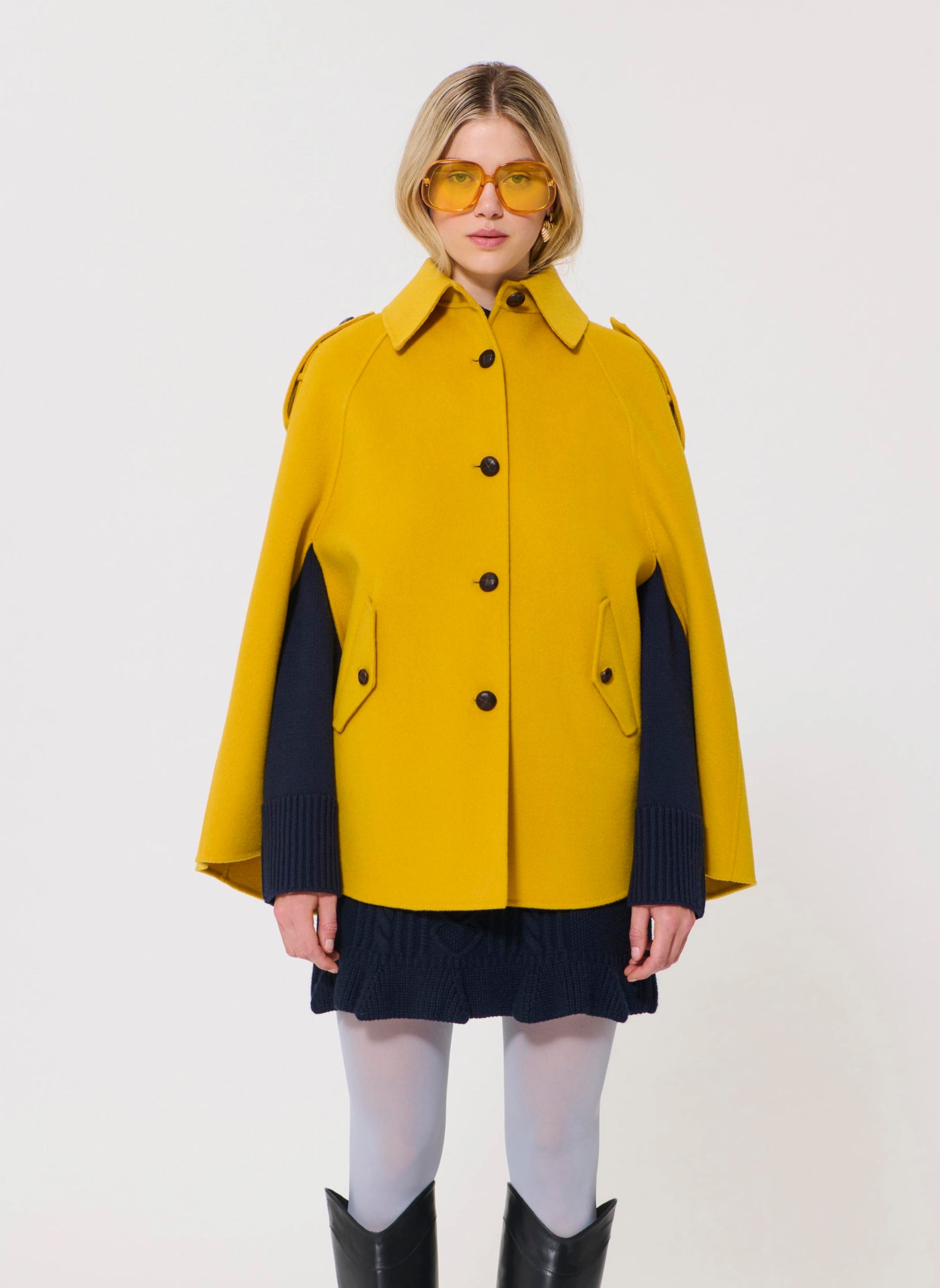 Classic-collar wool-mix coat TARA JARMON Yellow