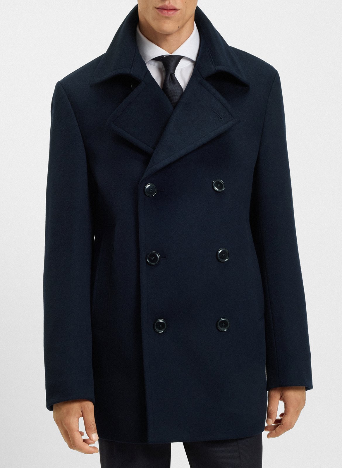 Classic-collar wool-mix coat BOSS Blue
