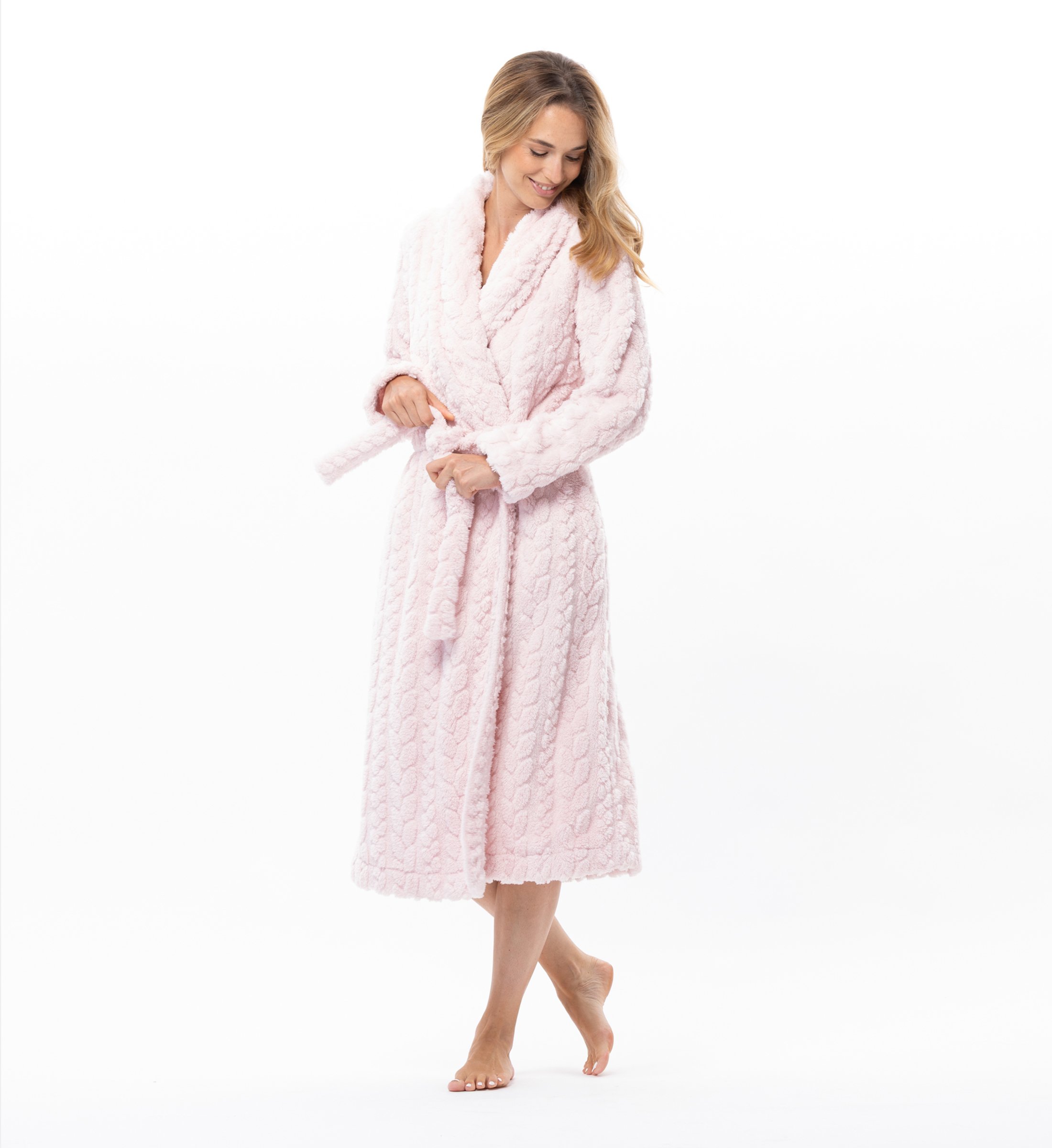 Crossed robe with braided effect Pink