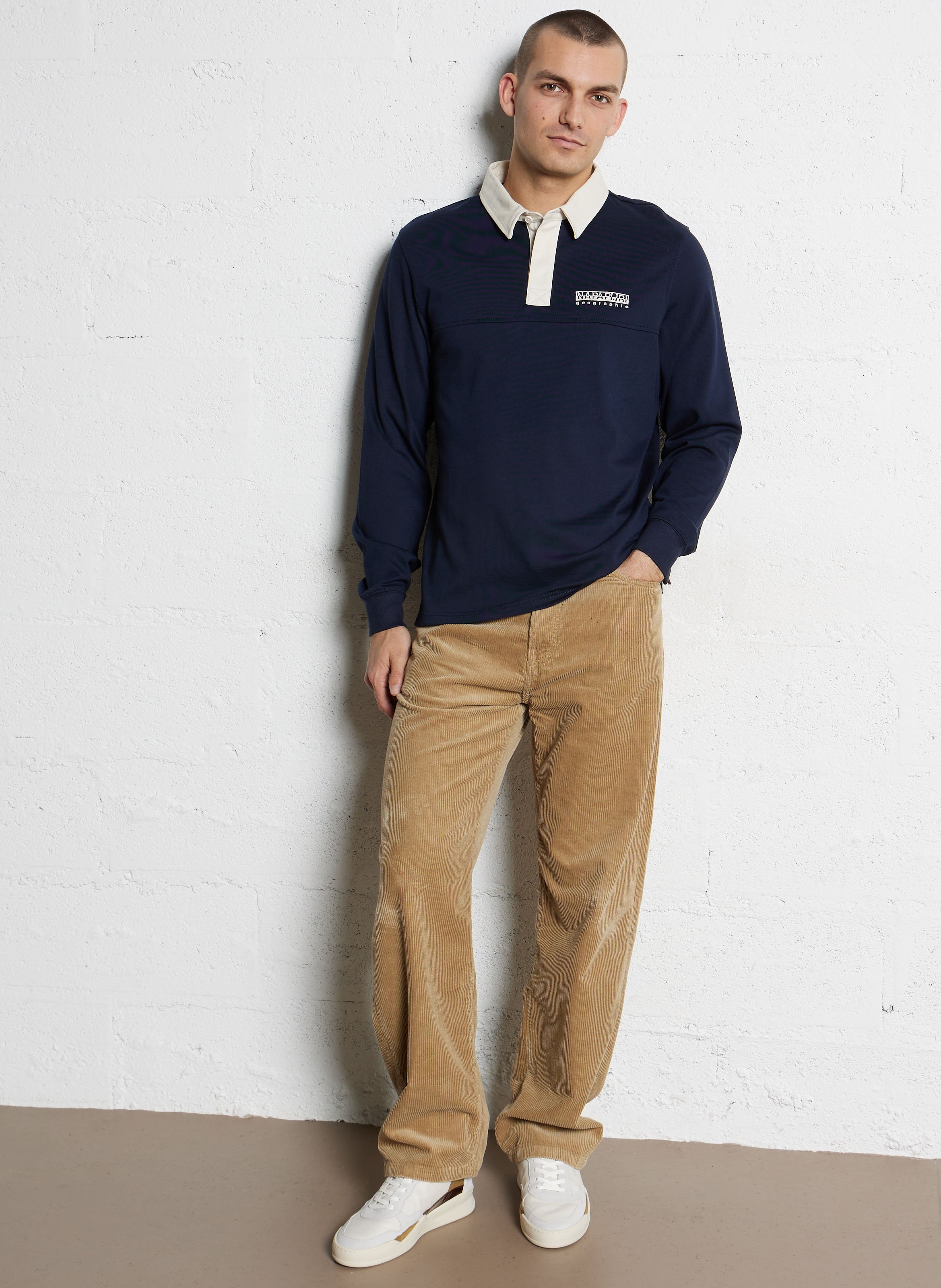 Top col polo en coton NAPAPIJRI Bleu