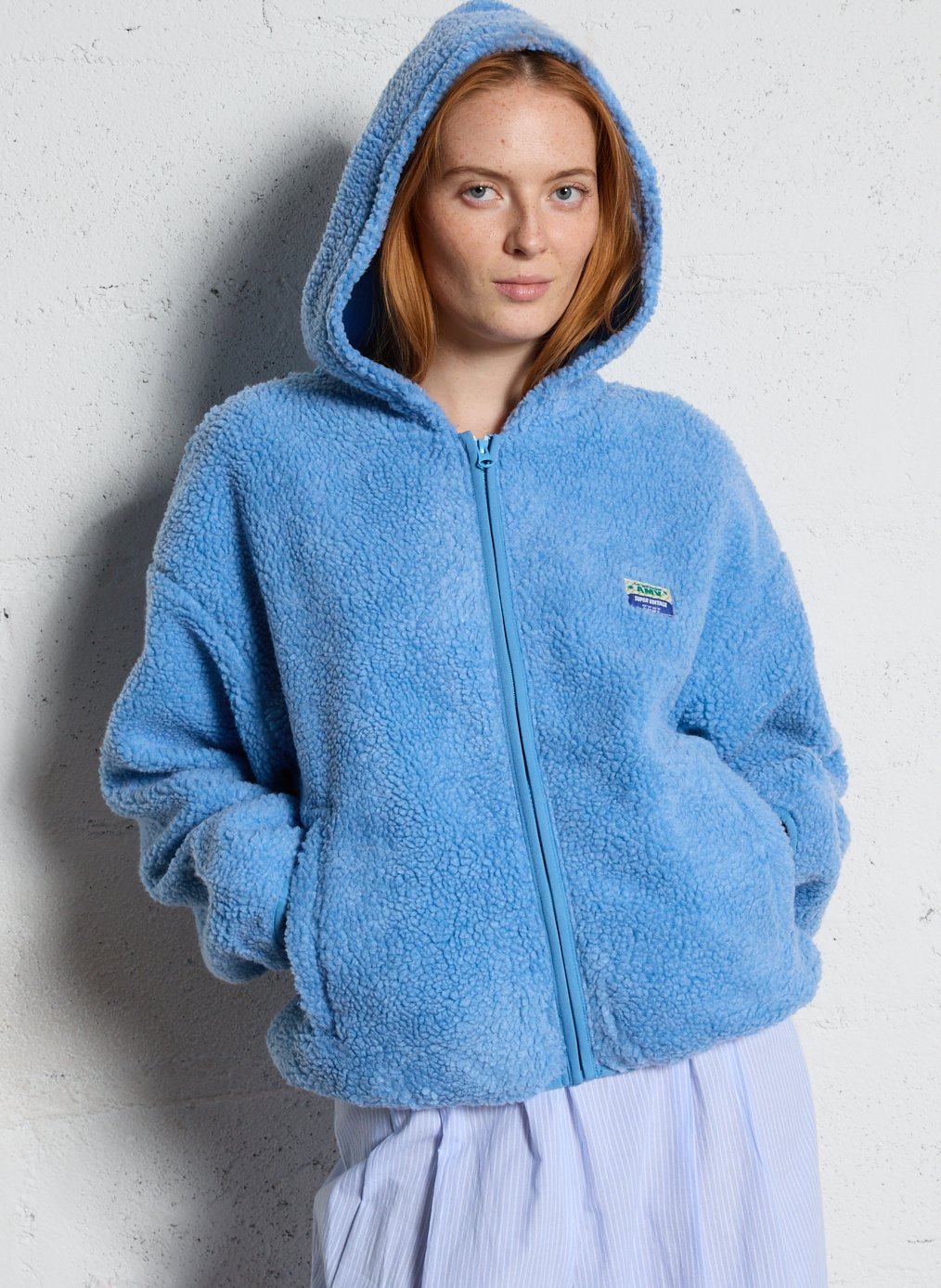 Oversized fleece hooded jacket AMERICAN VINTAGE