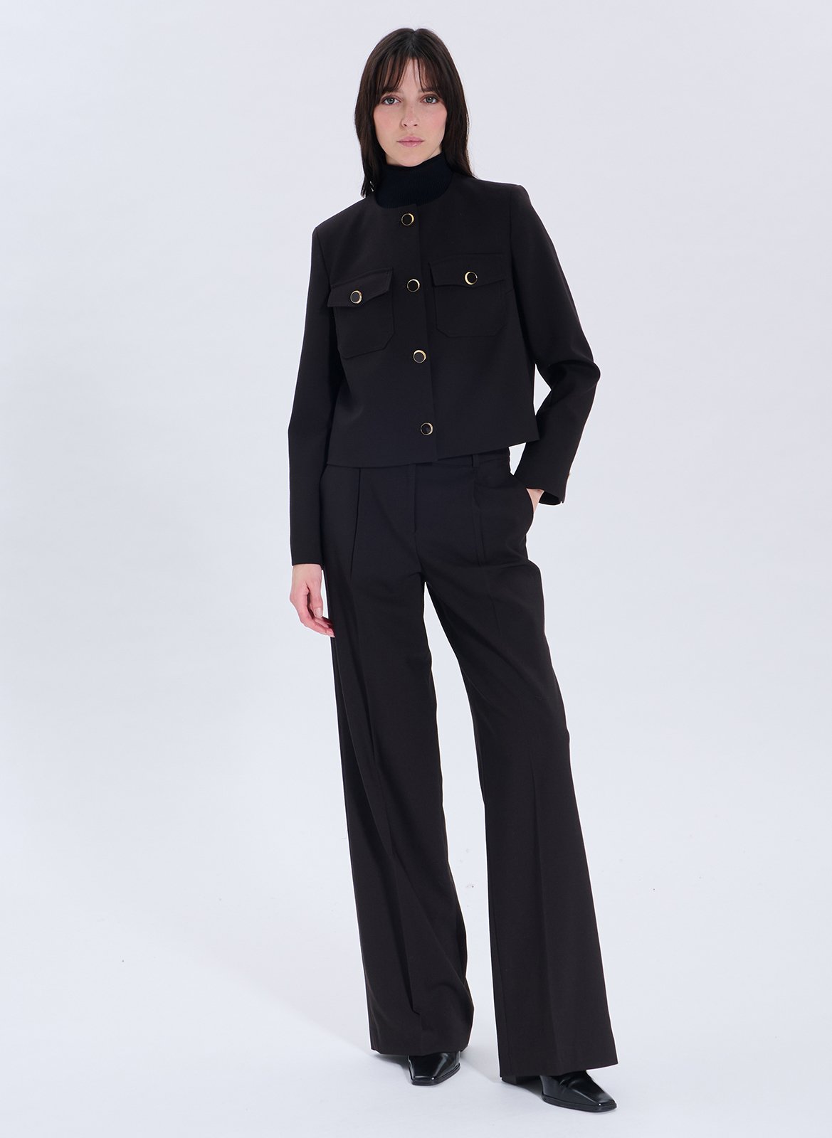 Fitted Buttoned Short Jacket ZAPA Brown