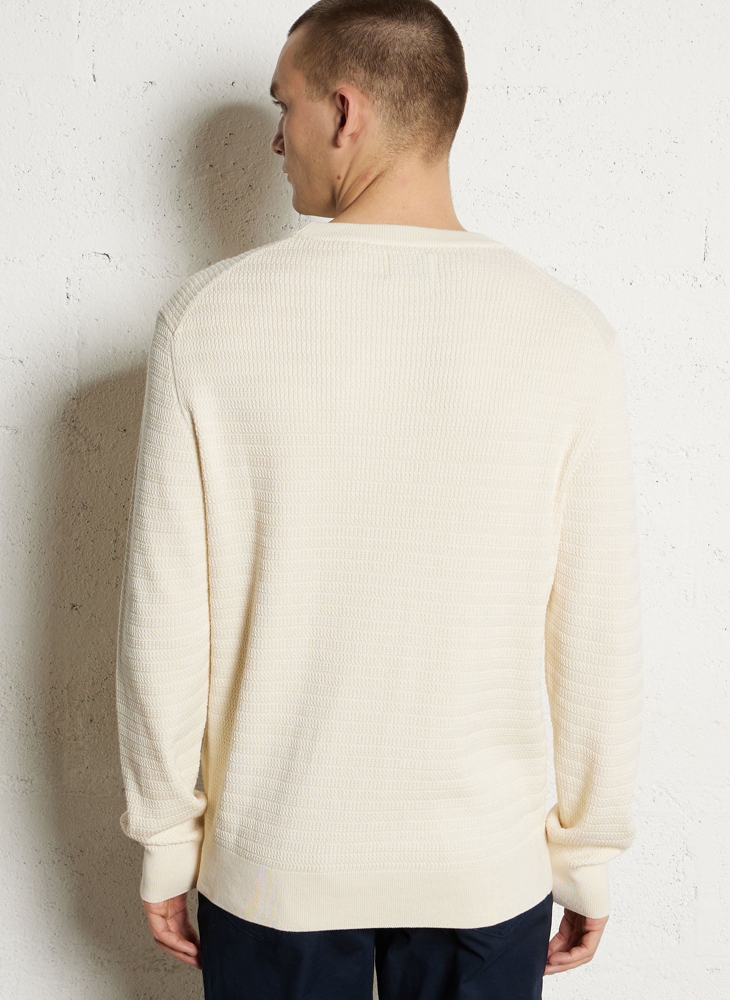 Pull droit col rond en coton bio et coton GANT Beige