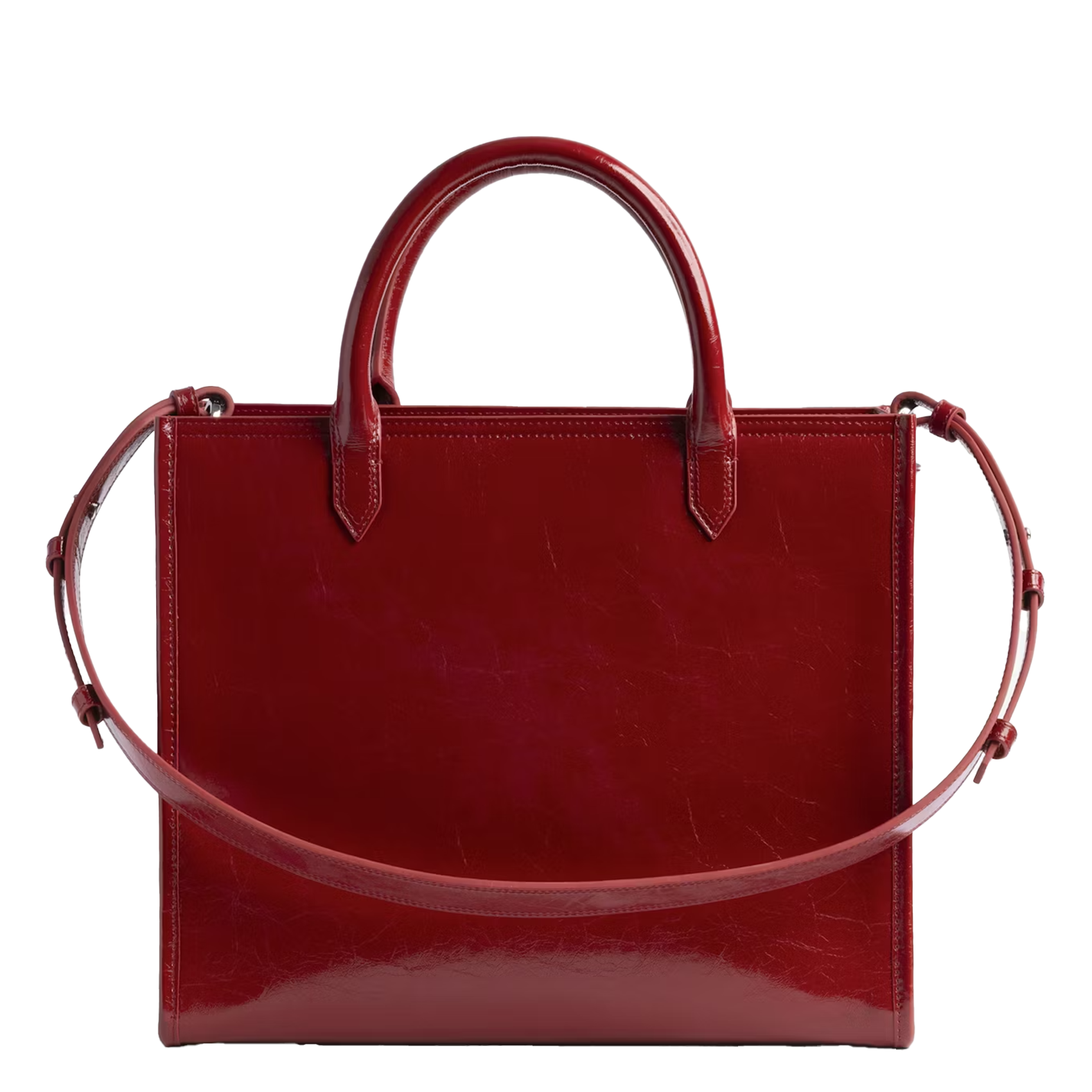 Handbag in crinkled leather Red