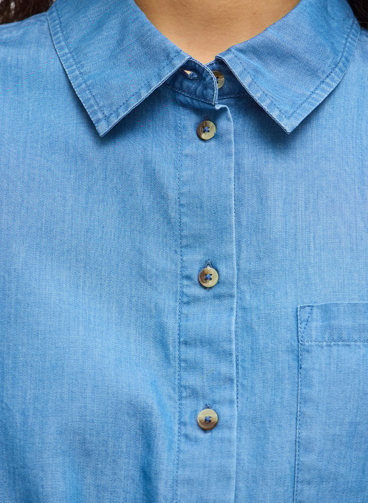 Robe courte col classique en coton bio mélangé VILA Bleu