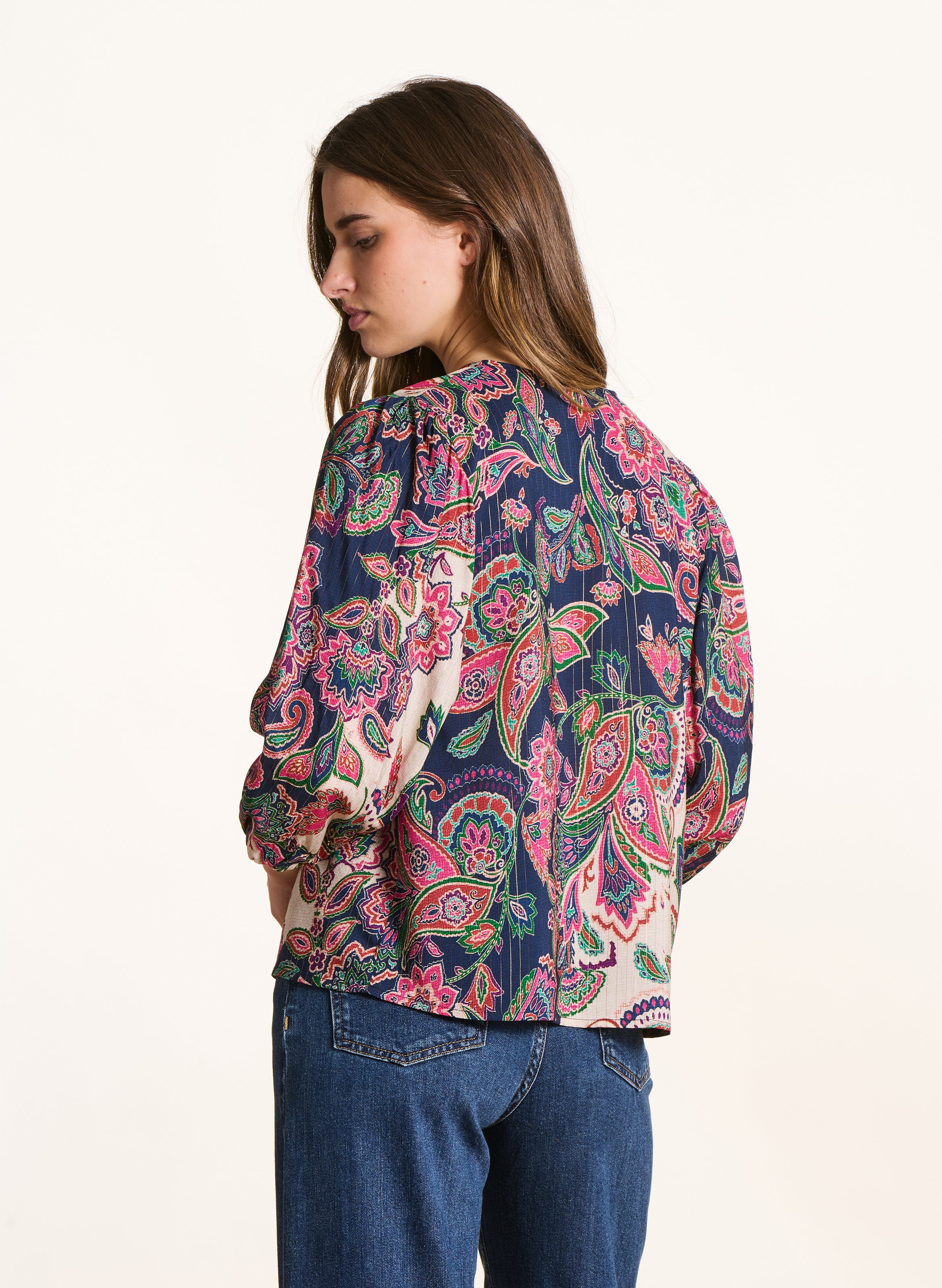 Top oversize col V imprimé LA FEE MARABOUTEE Multicolore