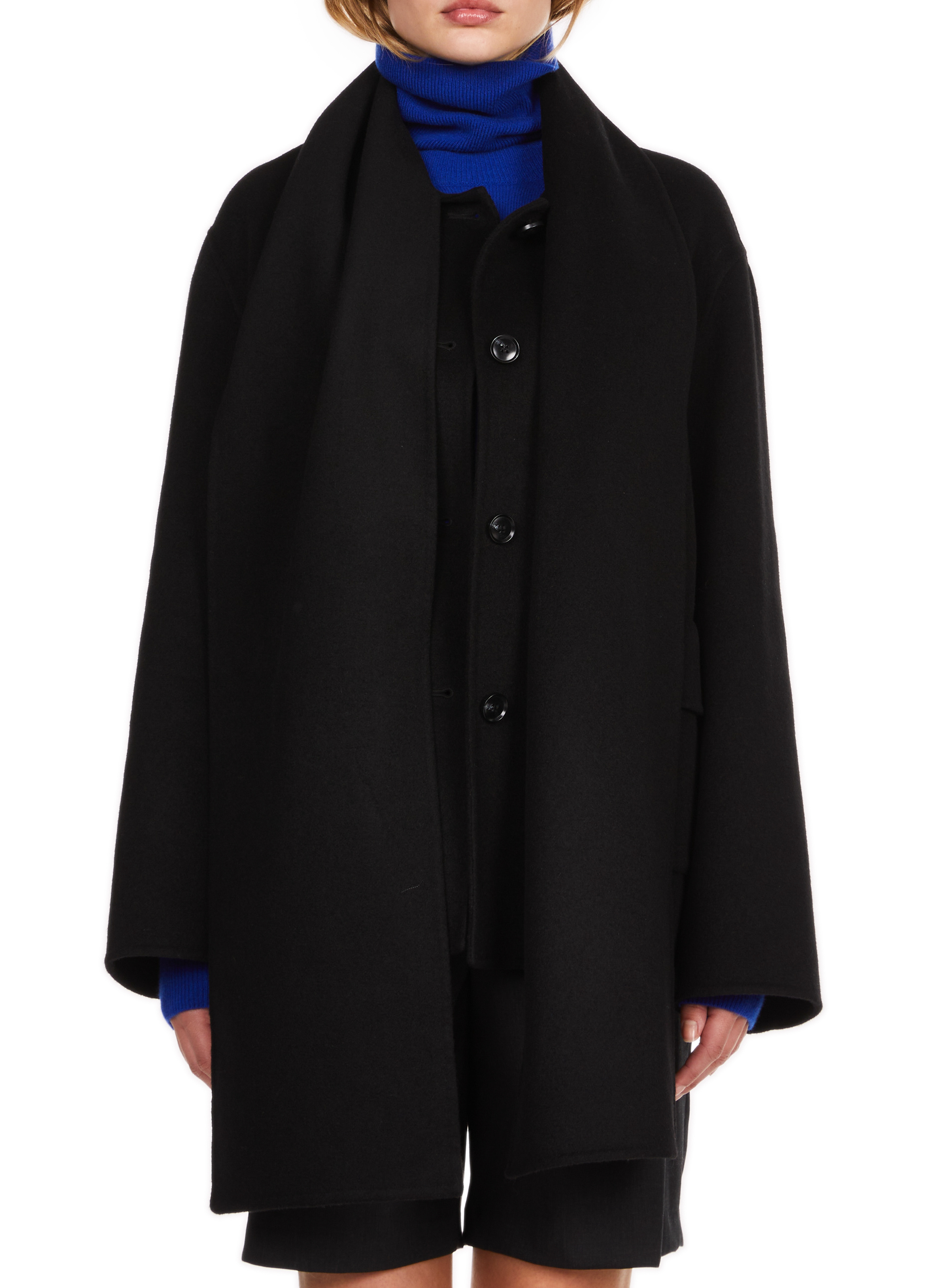 Cappotto con sciarpa in misto lana SAISON 1865 Nero