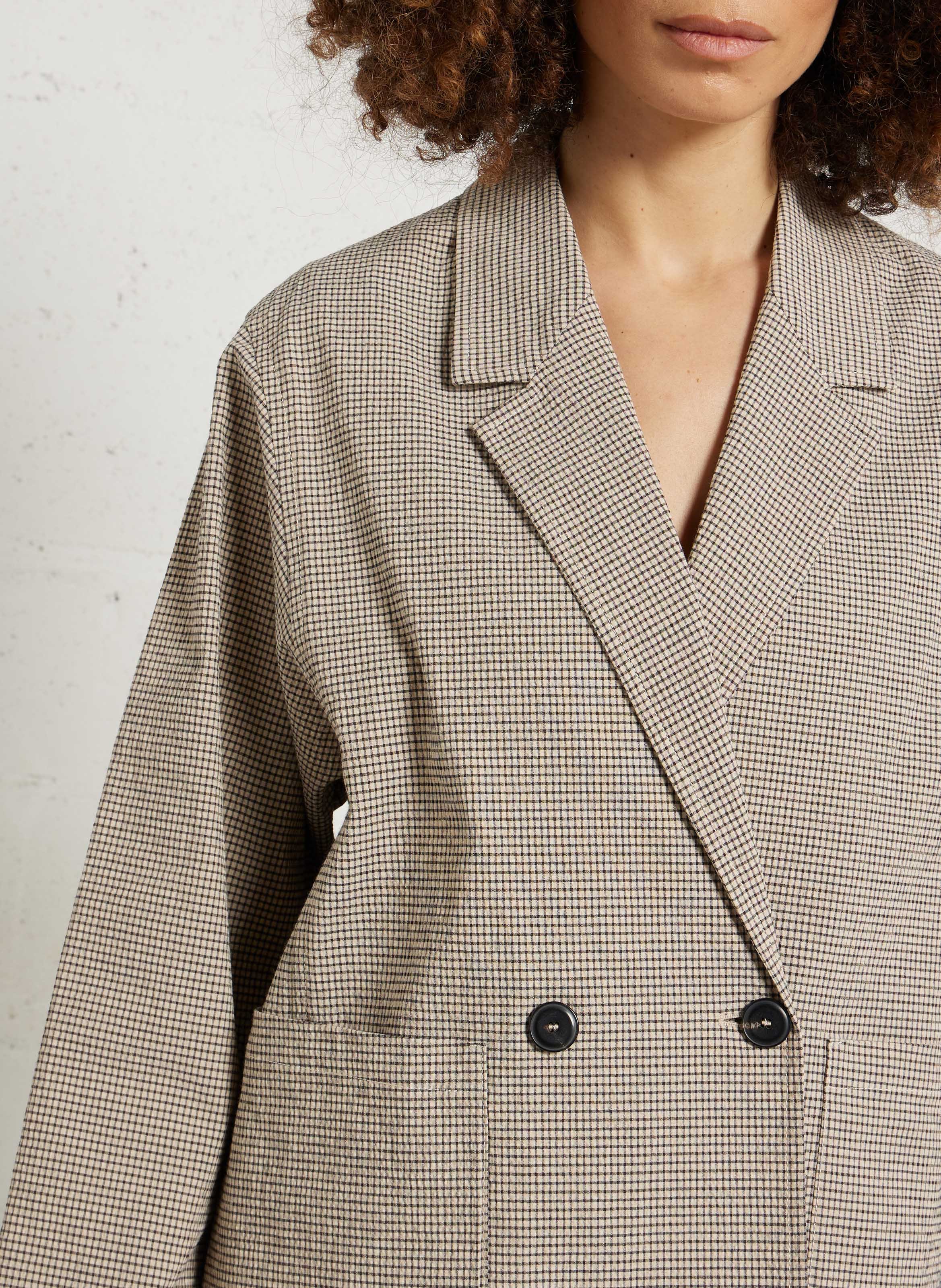 Veste de blazer en coton mélangé POMANDERE Beige