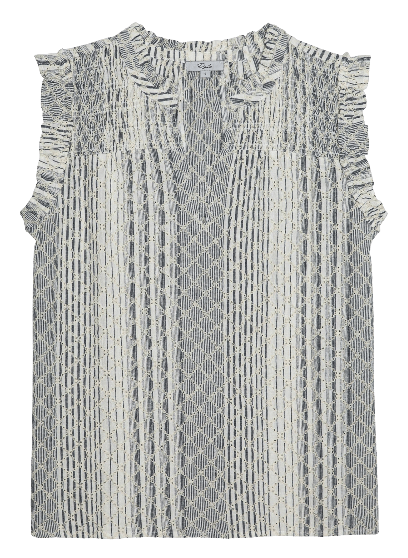 Cotton and lurex V-neck linen top RAILS Multicolored