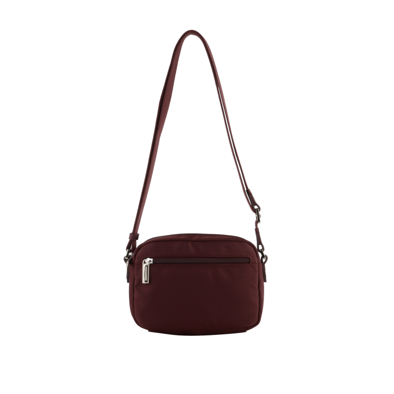 Crossbody bag in canvas trimmed with leather POURCHET Red