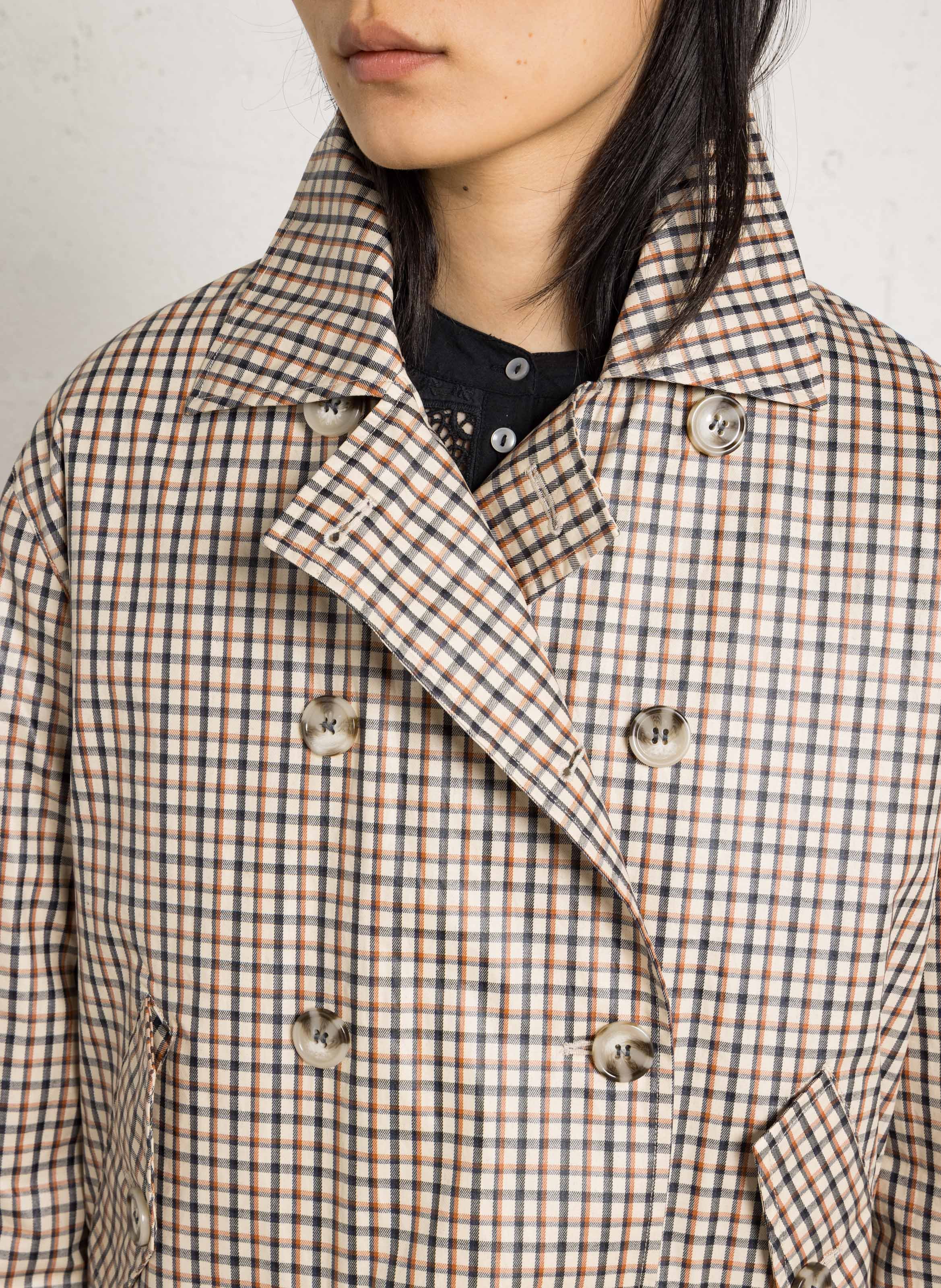 Oversized jas met klassieke kraag in bedrukte katoen LEON & HARPER Beige