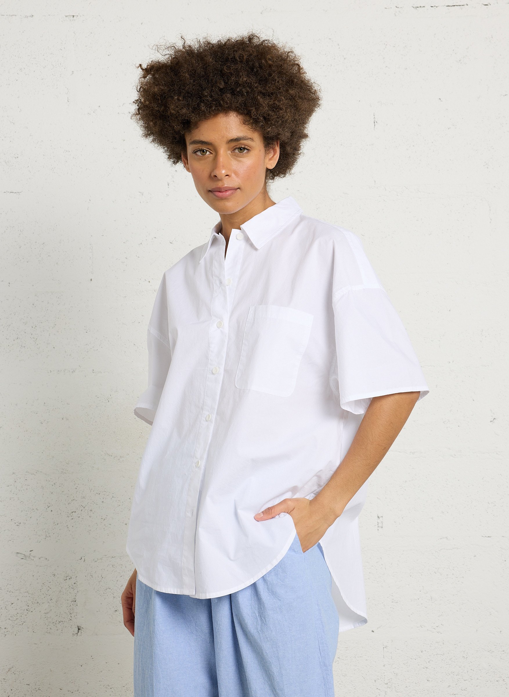 Chemise col classique en coton AMERICAN VINTAGE Blanc