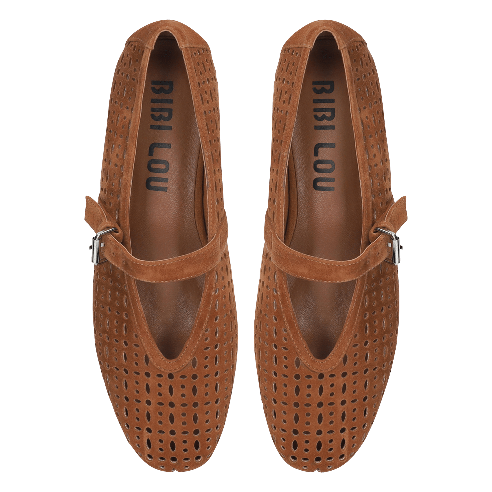 Perforated leather ballet flats Brown