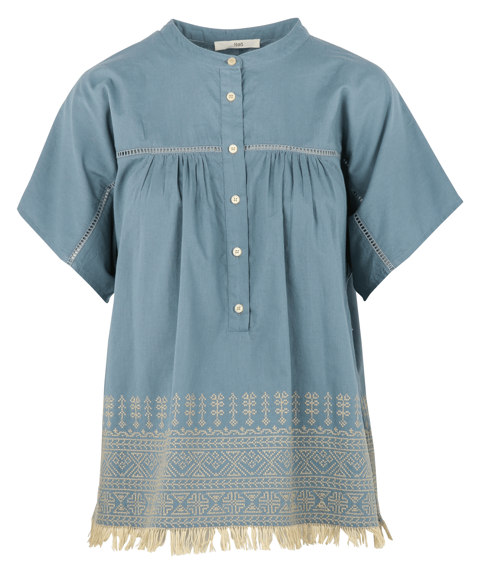 Straight round neck cotton shirt HOD PARIS Blue