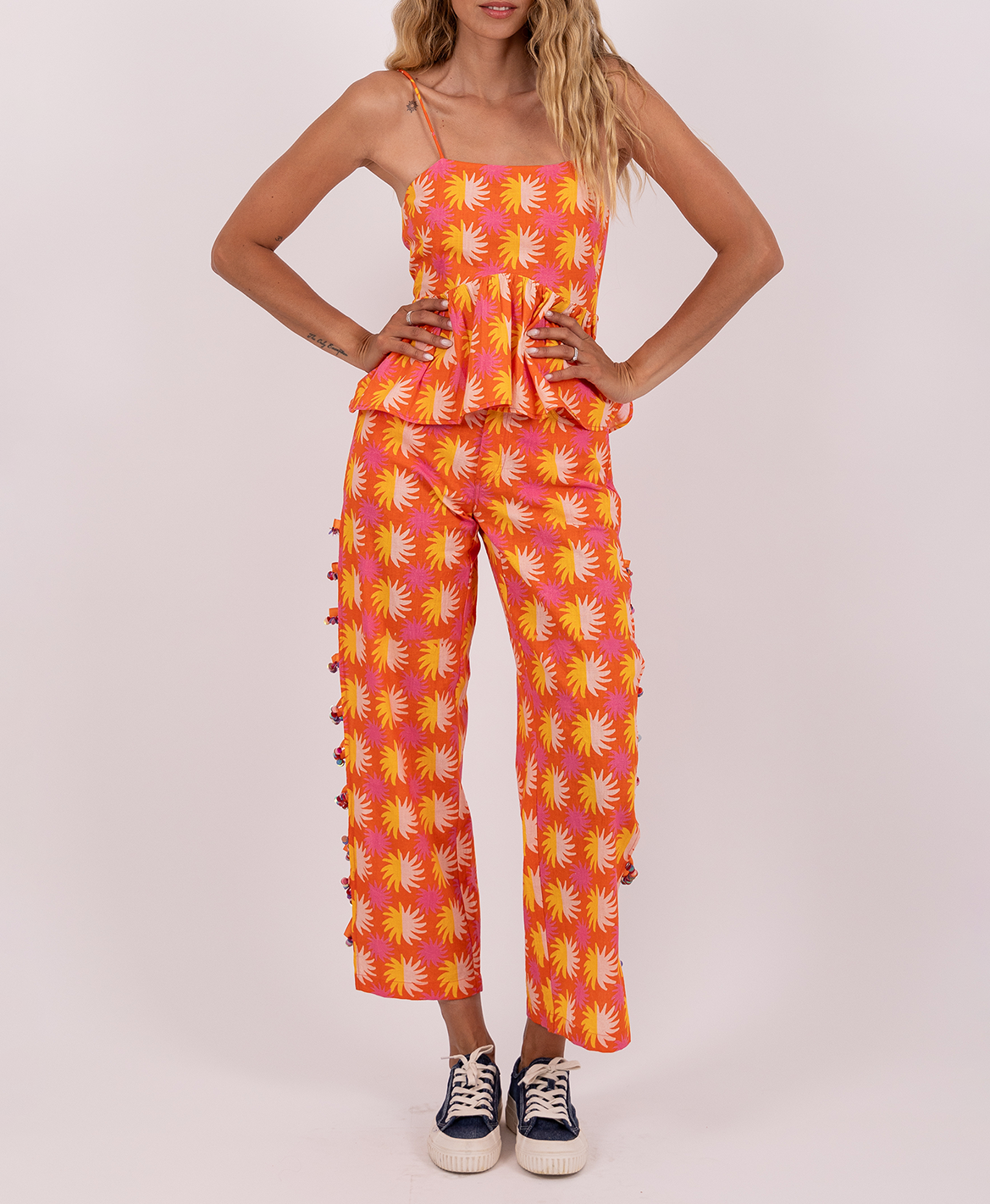 Trägertop mit bedruckten Volants SUNDRESS Orange