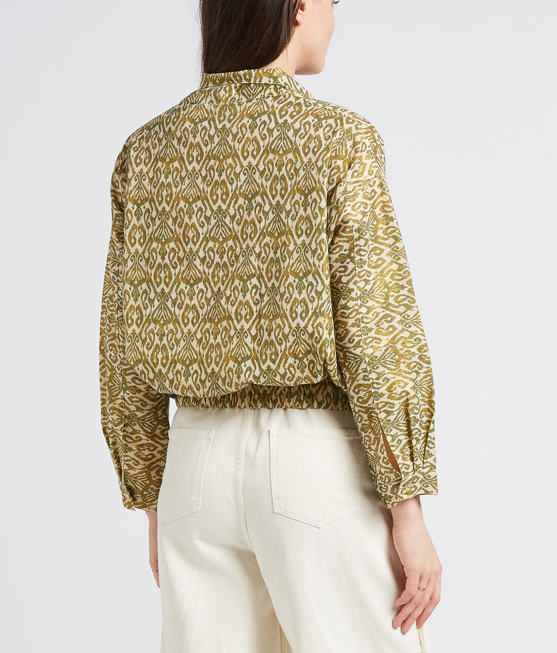 Straight high-neck printed cotton jacket LA PETITE ETOILE Khaki