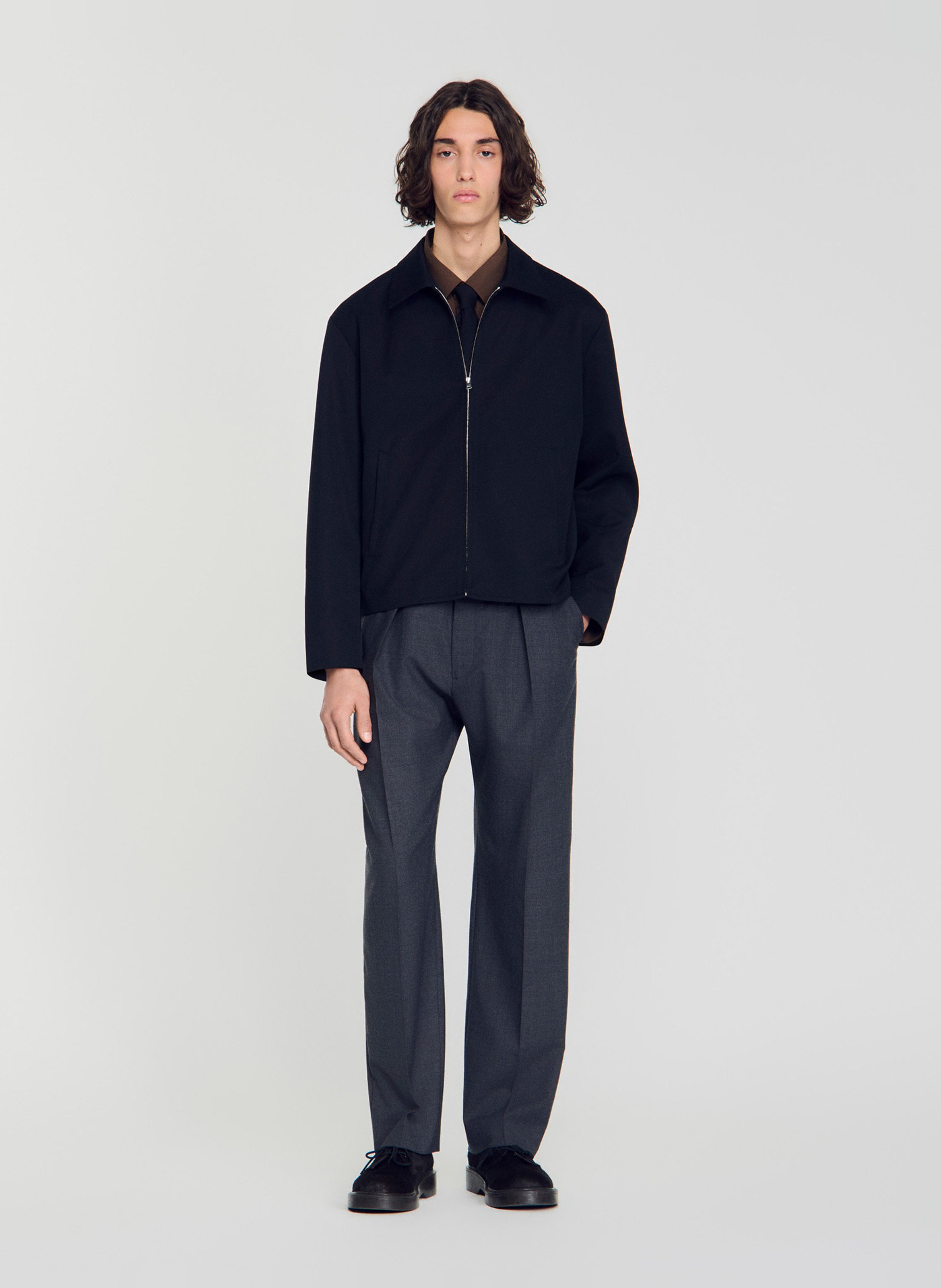 Gerade geschnittener Blouson mit klassischem Kragen SANDRO Blau