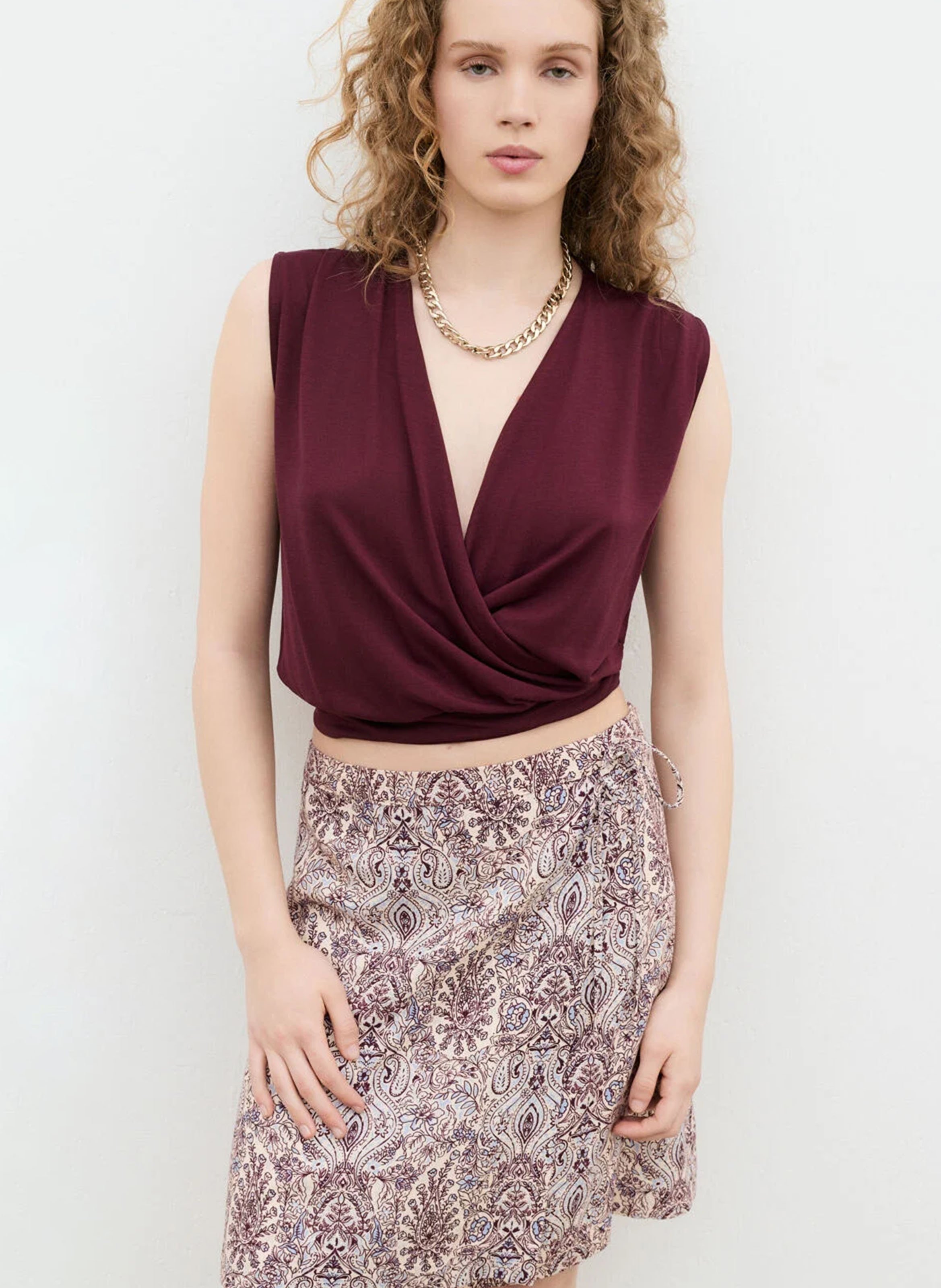 Jupe droite imprimé CAROLL Beige