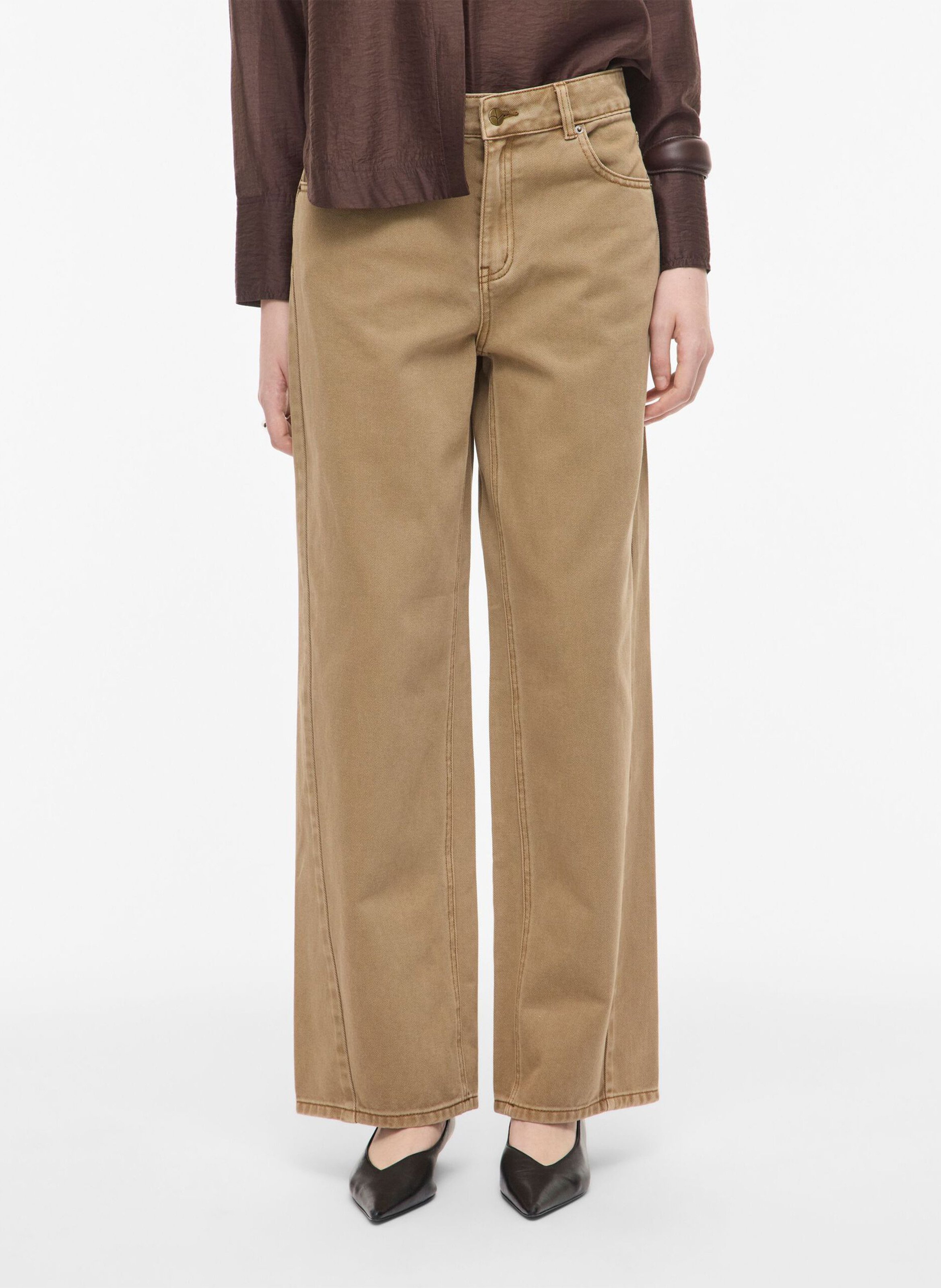 Wide high-waisted plain jeans ROUGE EDIT Golden