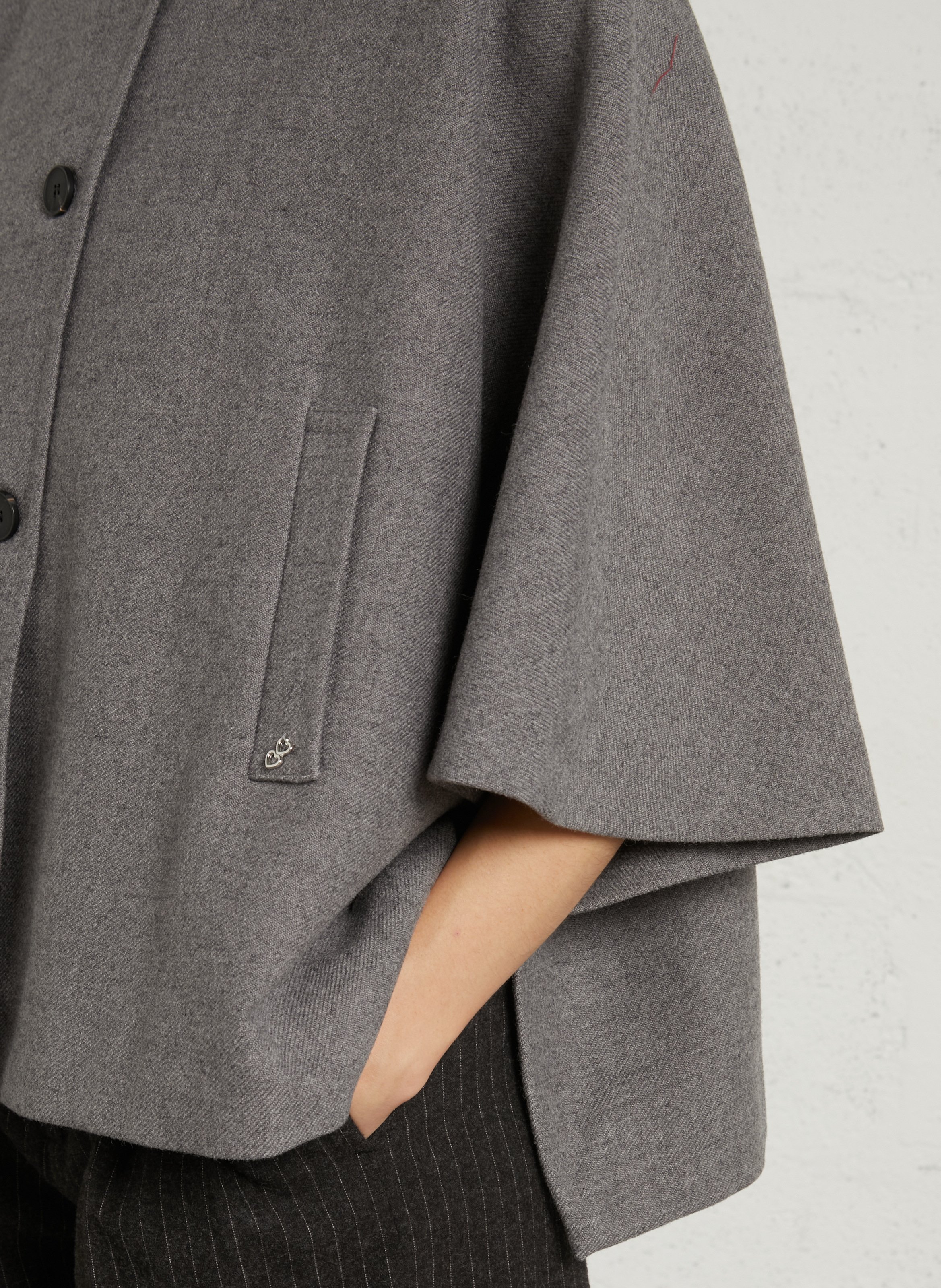 Short Oversized Solid Color Coat PLEASE Grey
