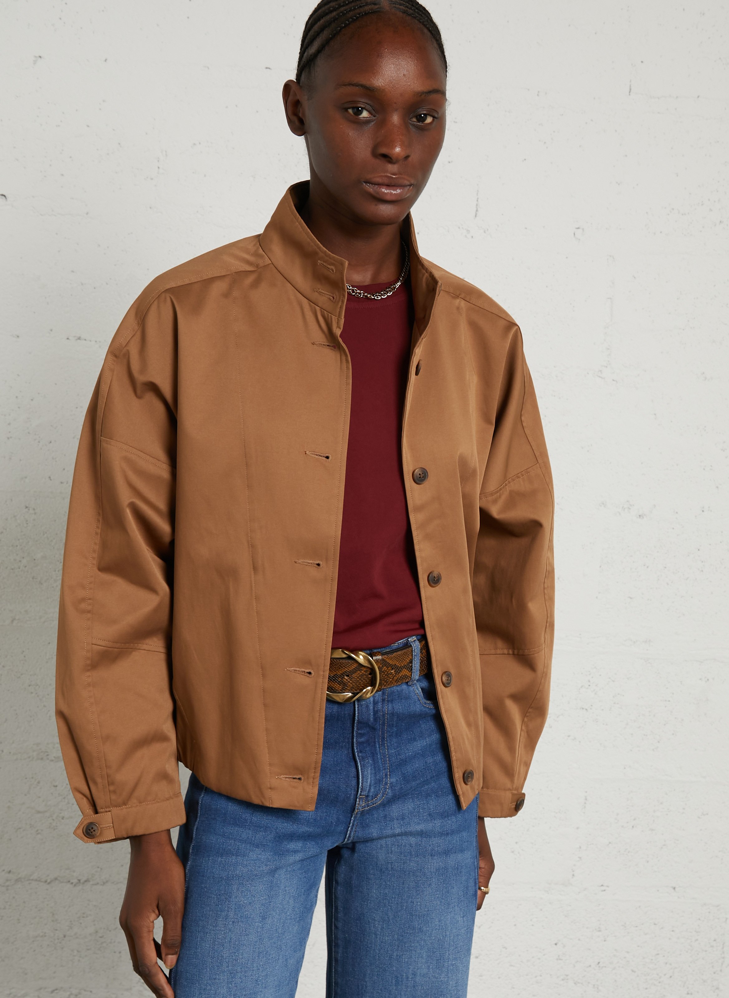 Blouson col montant en coton mélangé MAISON 123 Beige