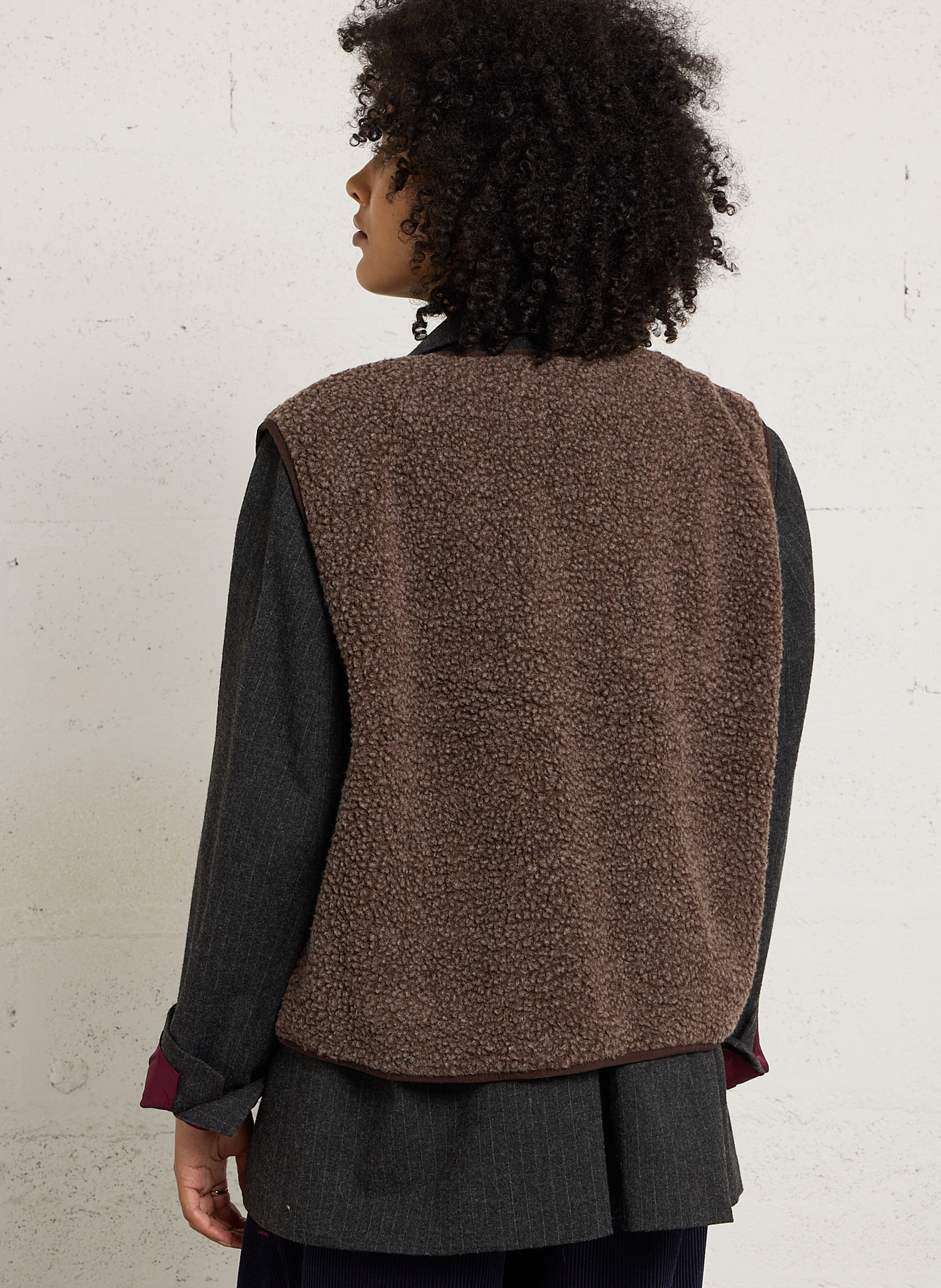 Gilet col rond molletonné sans manches AMERICAN VINTAGE Marron