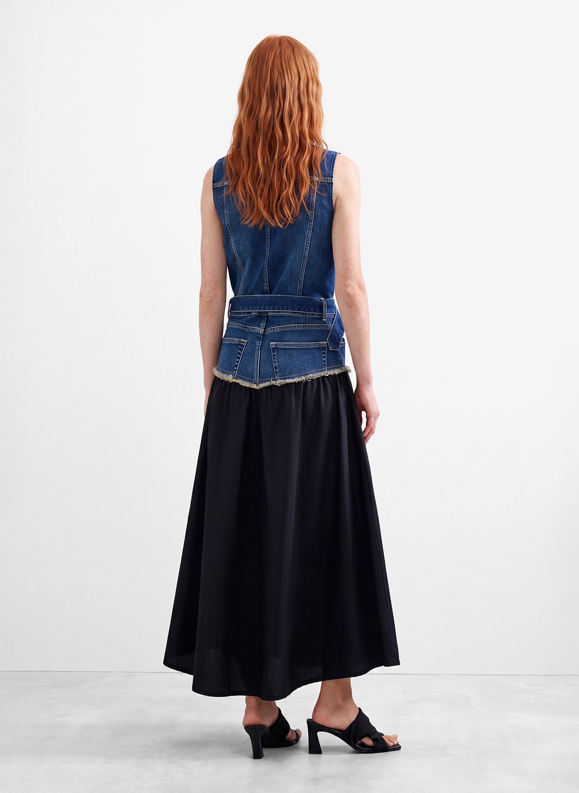 Robe longue col V bi-matière DESIGUAL Bleu
