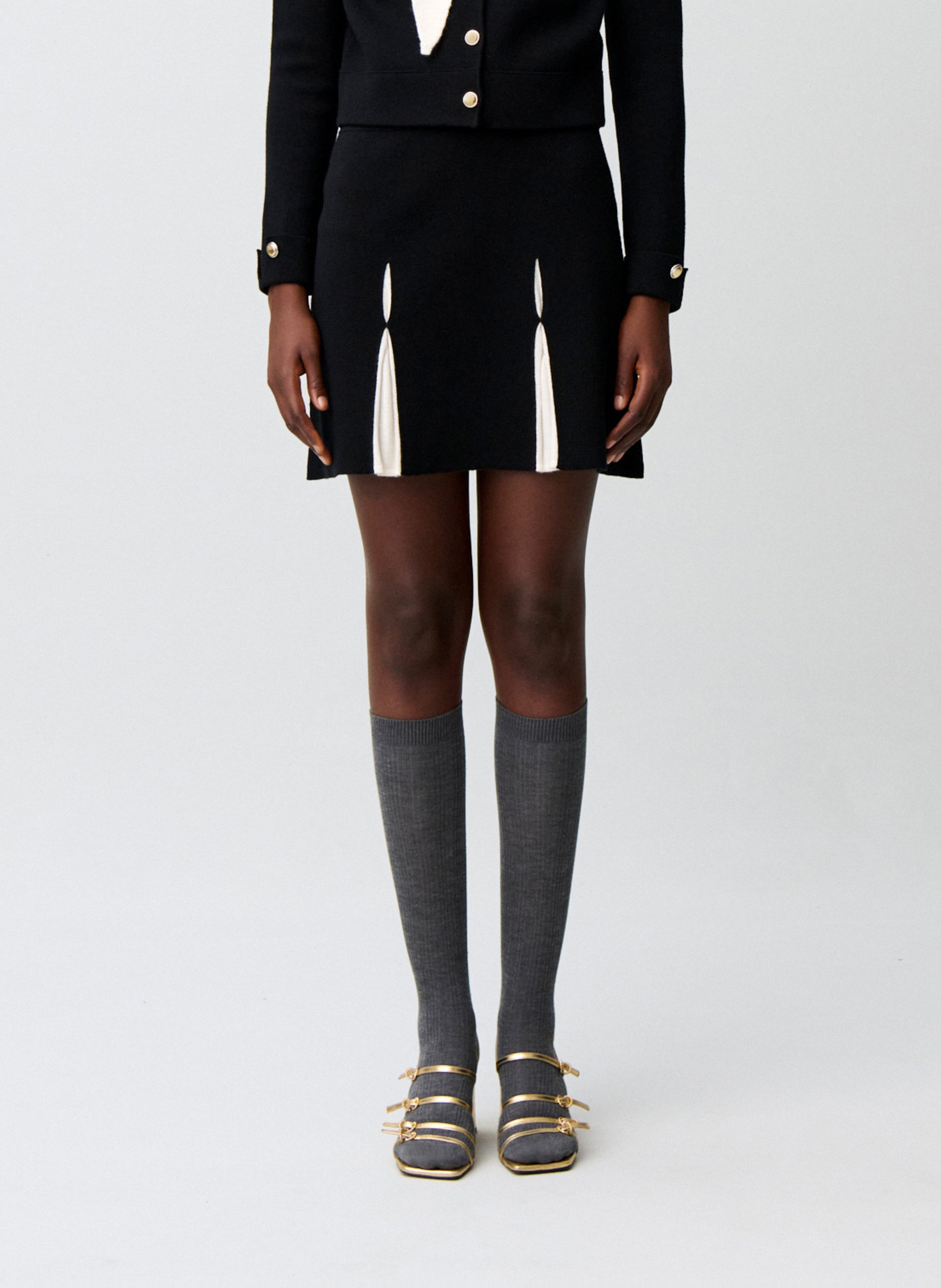 Short wool and cotton skirt CLAUDIE PIERLOT Multicolored